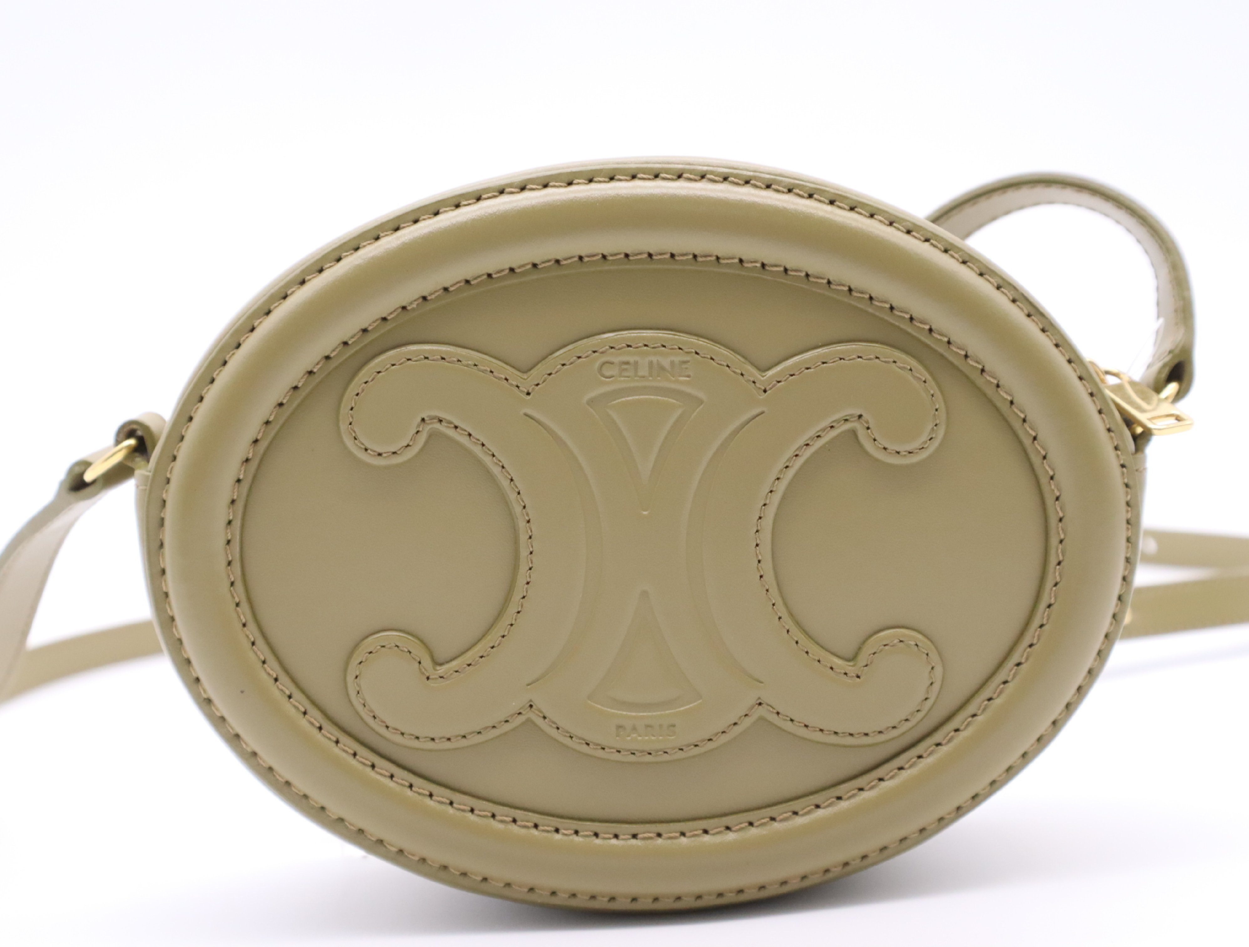 Calf Triomphe Oval Purse Cuir Khaki Shoulder Bag — view 2
