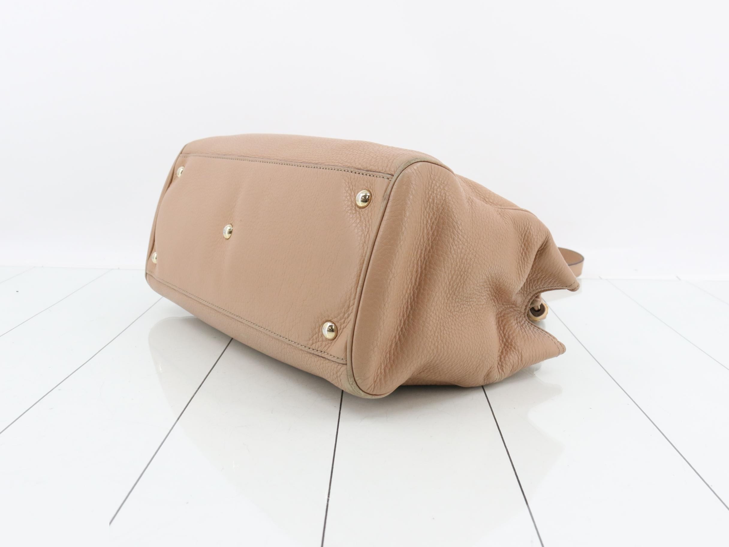 Leather and bamboo shopper bag, medium size, tote, beige, gold hardware. — view 6