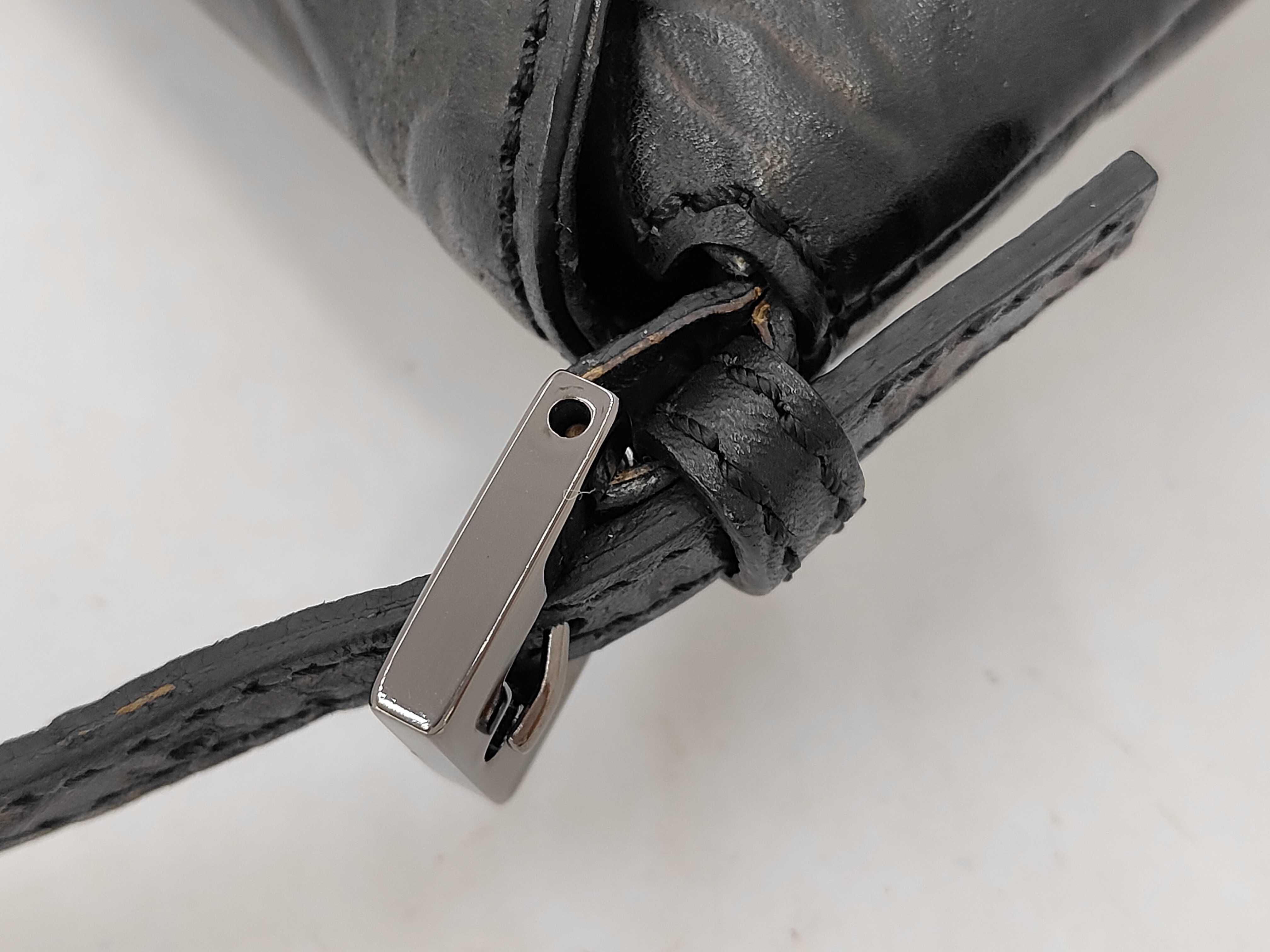 Mamma Bucket Black Leather Shoulder Bag with Gunmetal Hardware — view 7