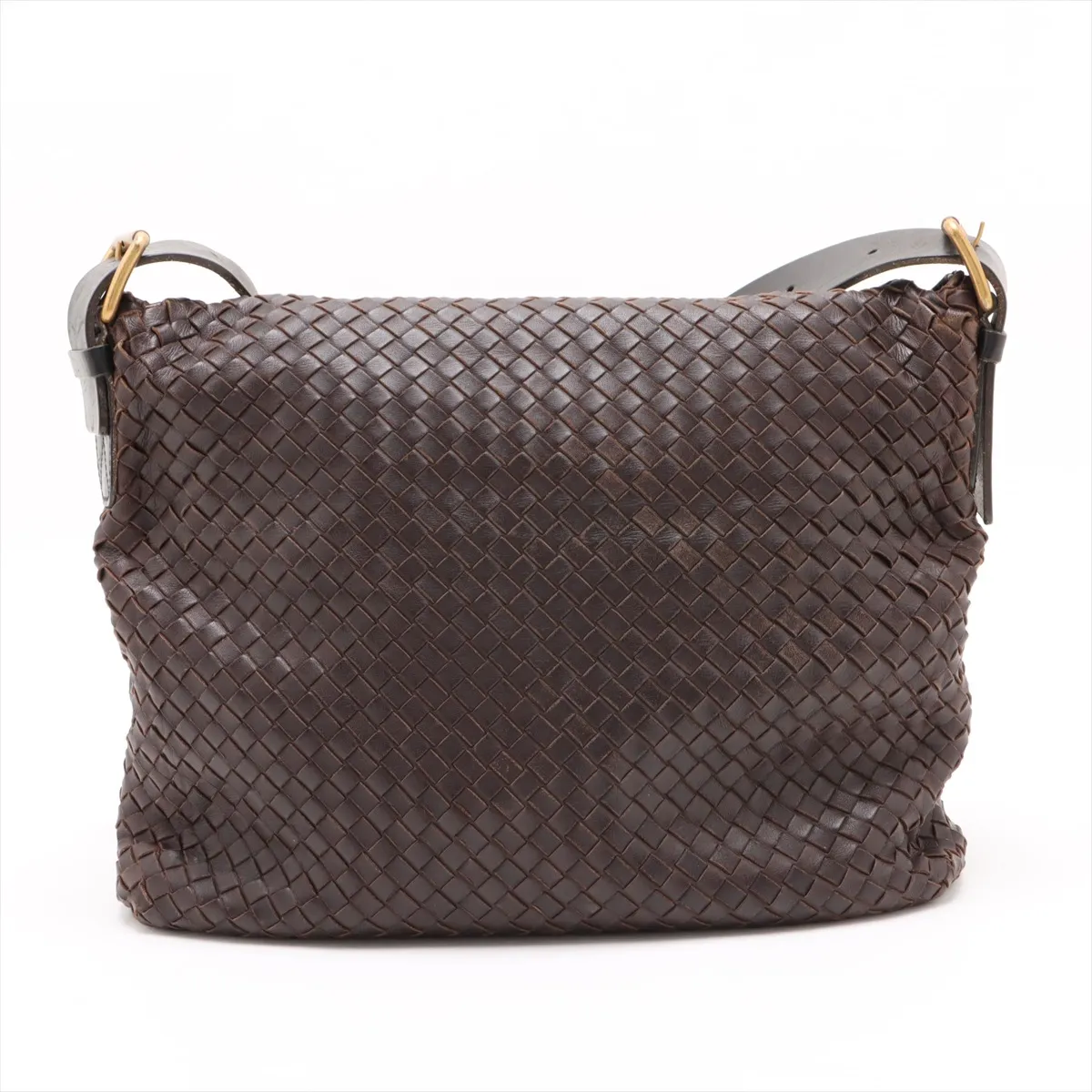 Intrecciato Leather Shoulder Bag Brown — view 2