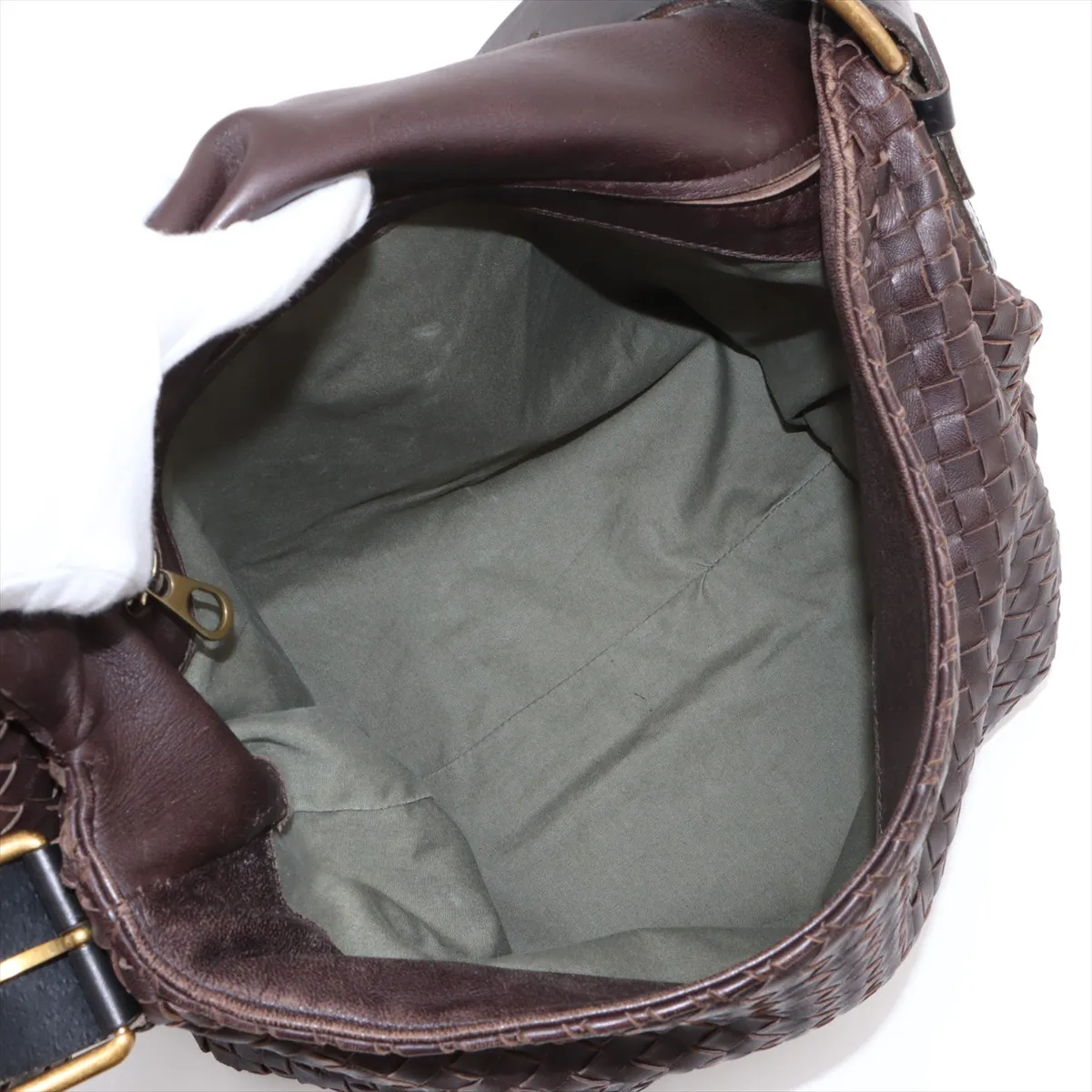 Intrecciato Leather Shoulder Bag Brown — view 6