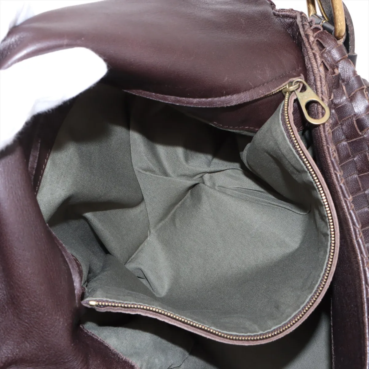 Intrecciato Leather Shoulder Bag Brown — view 7
