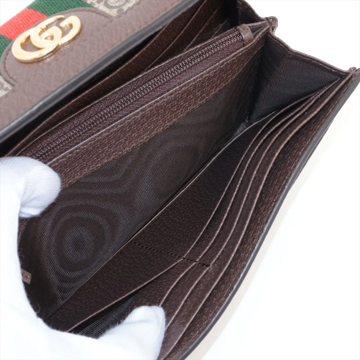 GG Supreme Ophidia 523153 PVC x Leather Long Wallet Beige — view 6