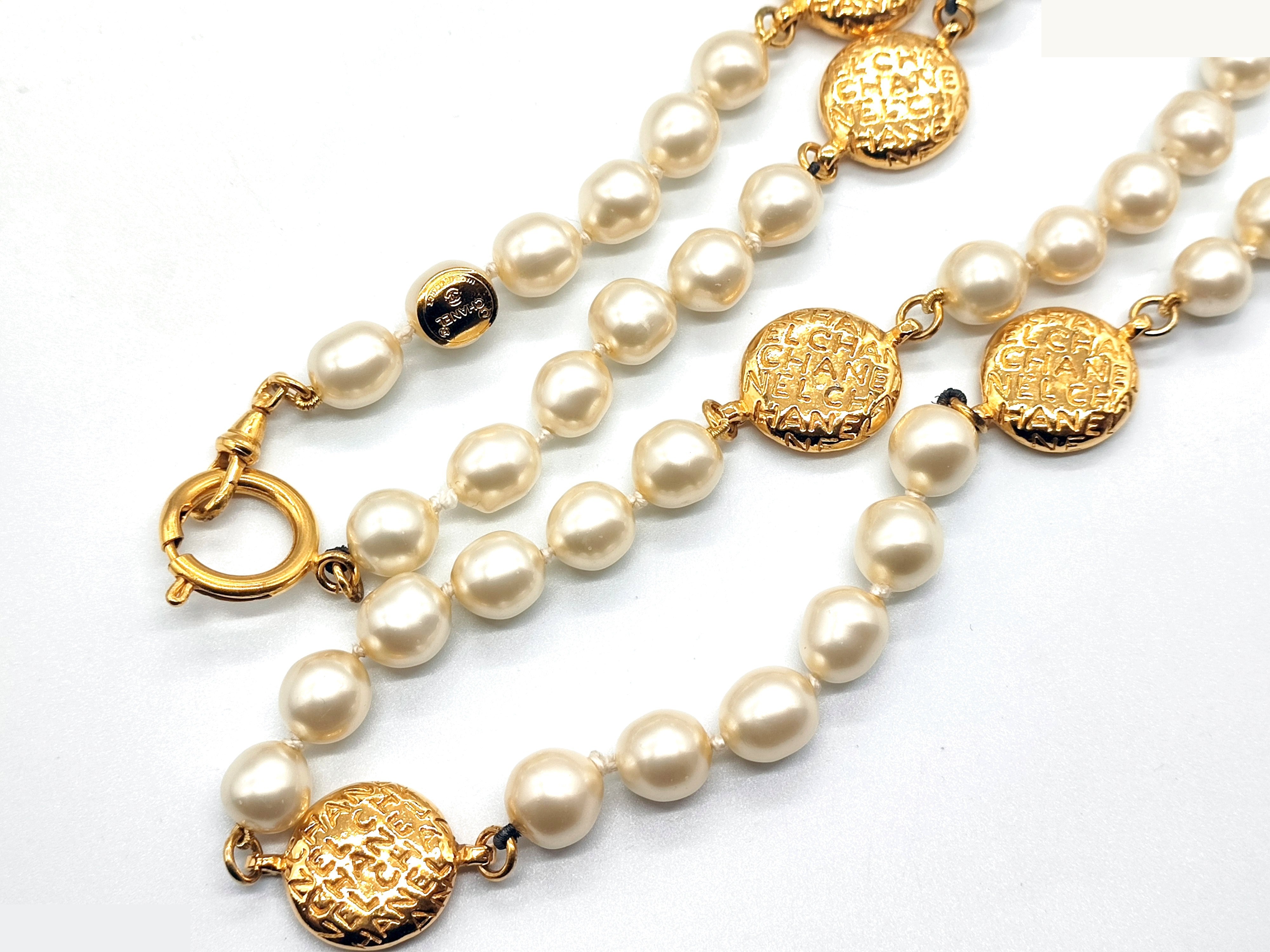 logo pearl necklace, chain approximately 80cm — view 4
