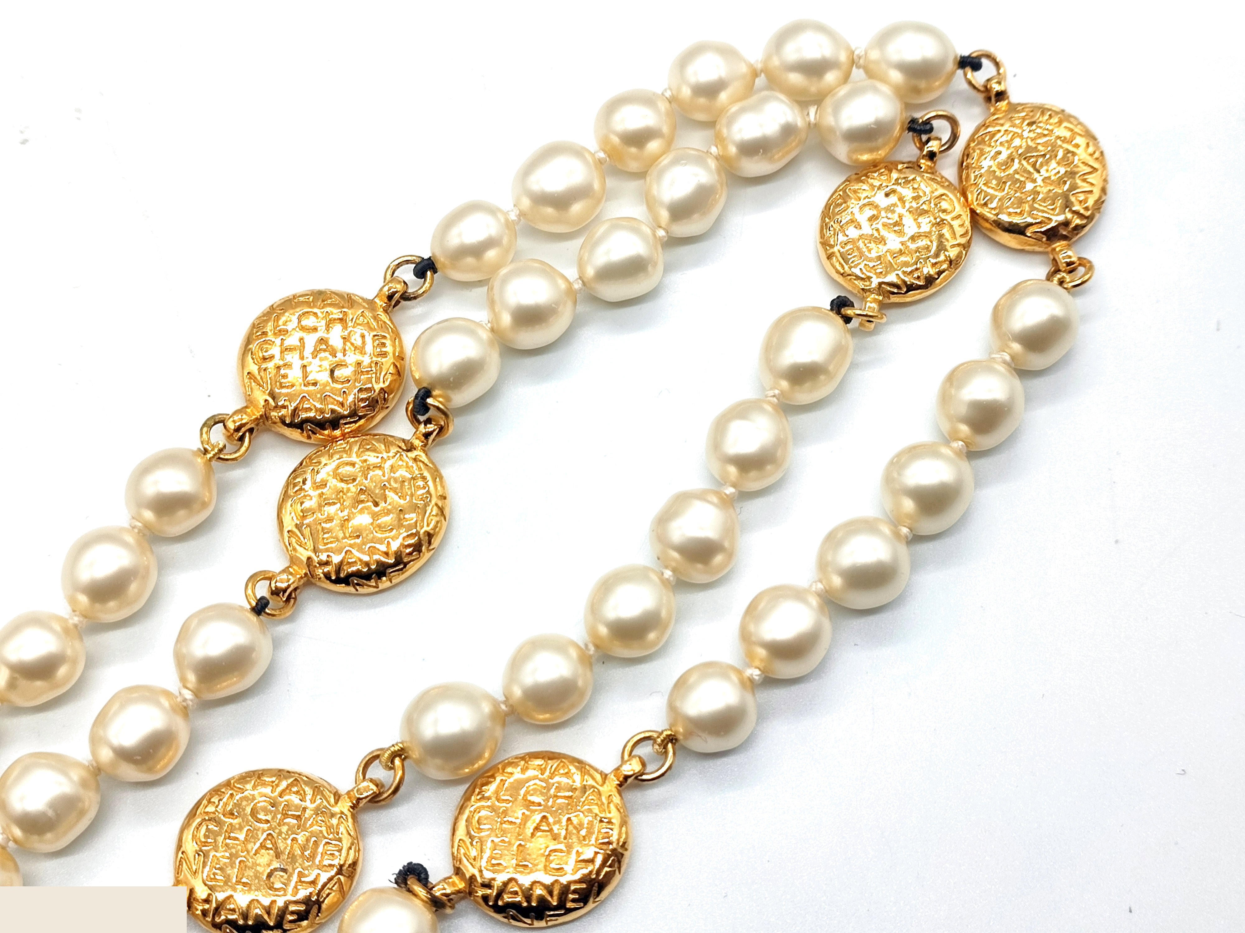 logo pearl necklace, chain approximately 80cm — view 5