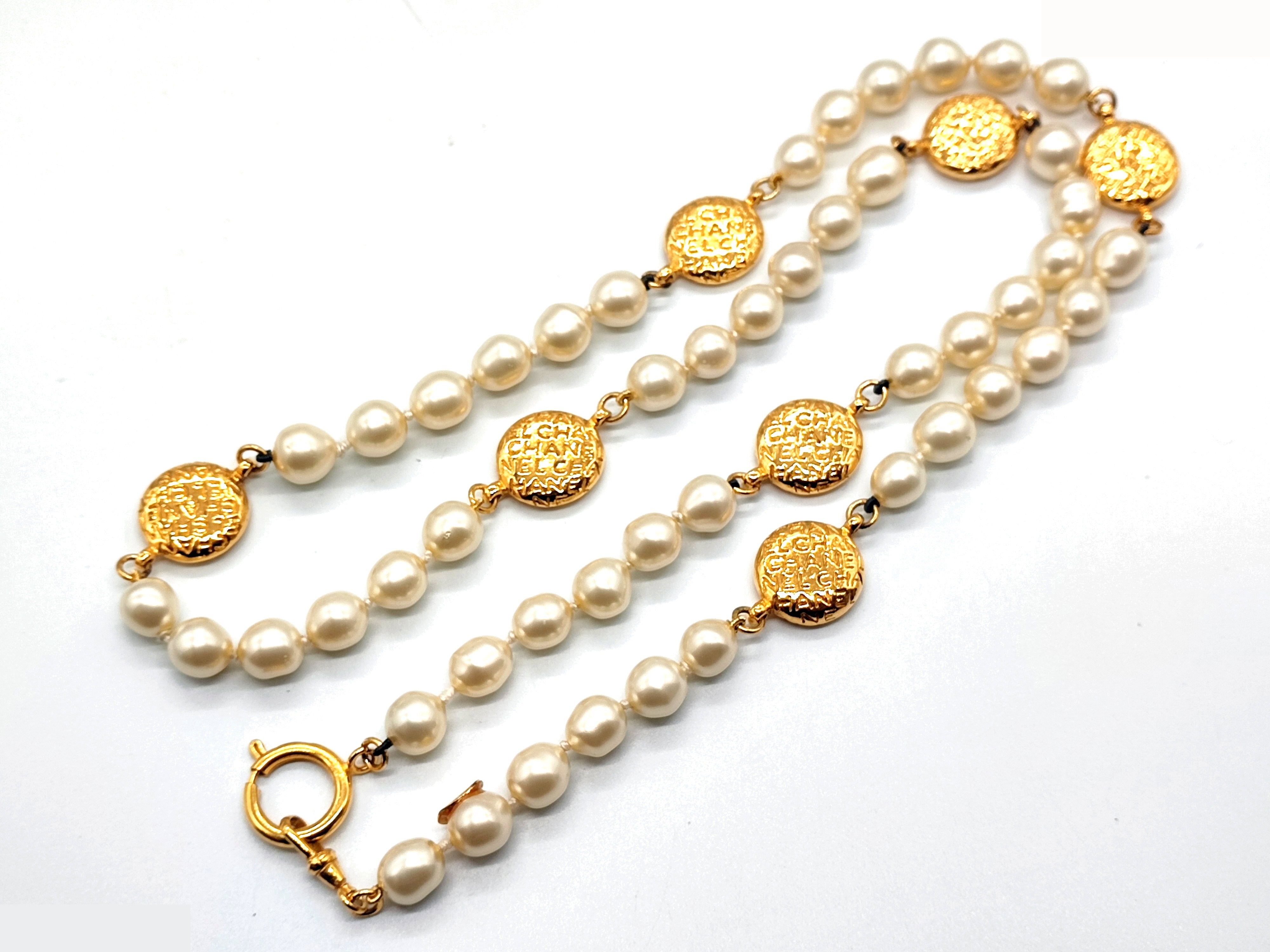 logo pearl necklace, chain approximately 80cm — view 6