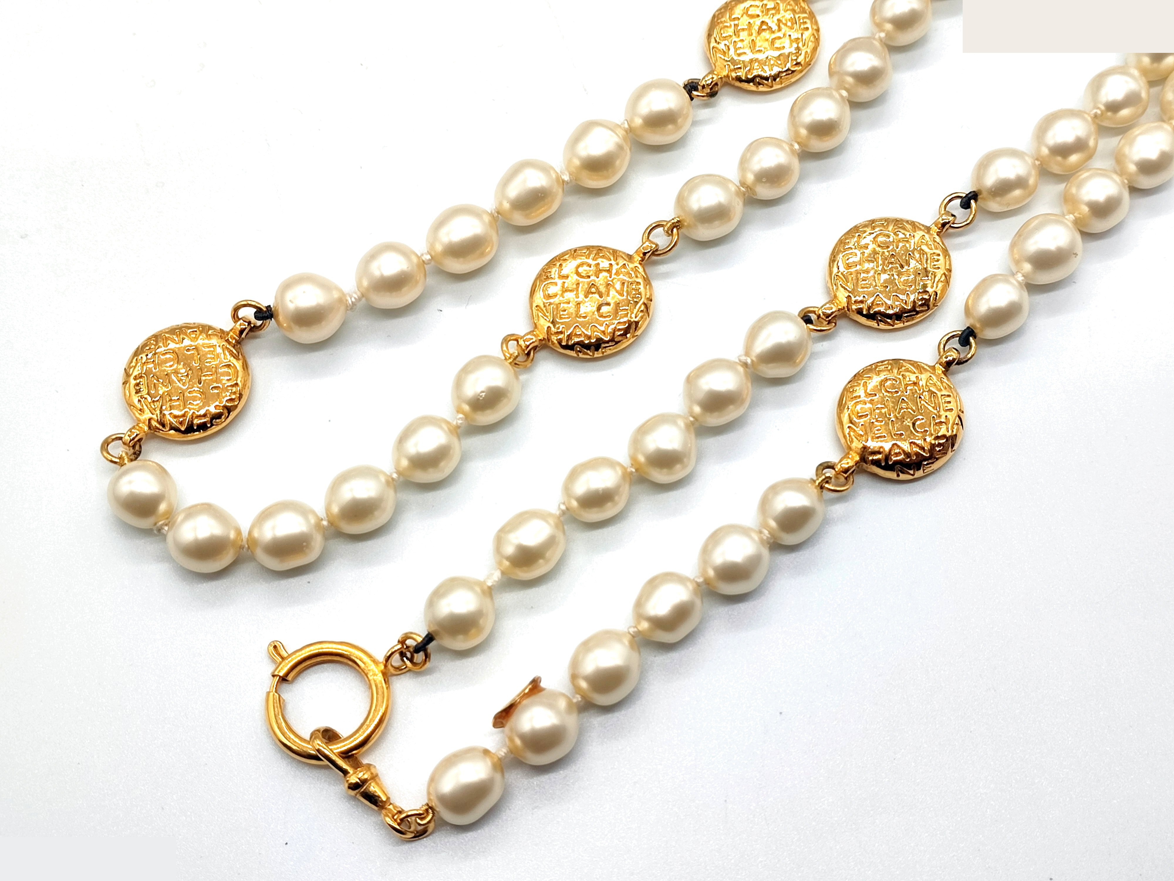 logo pearl necklace, chain approximately 80cm — view 7