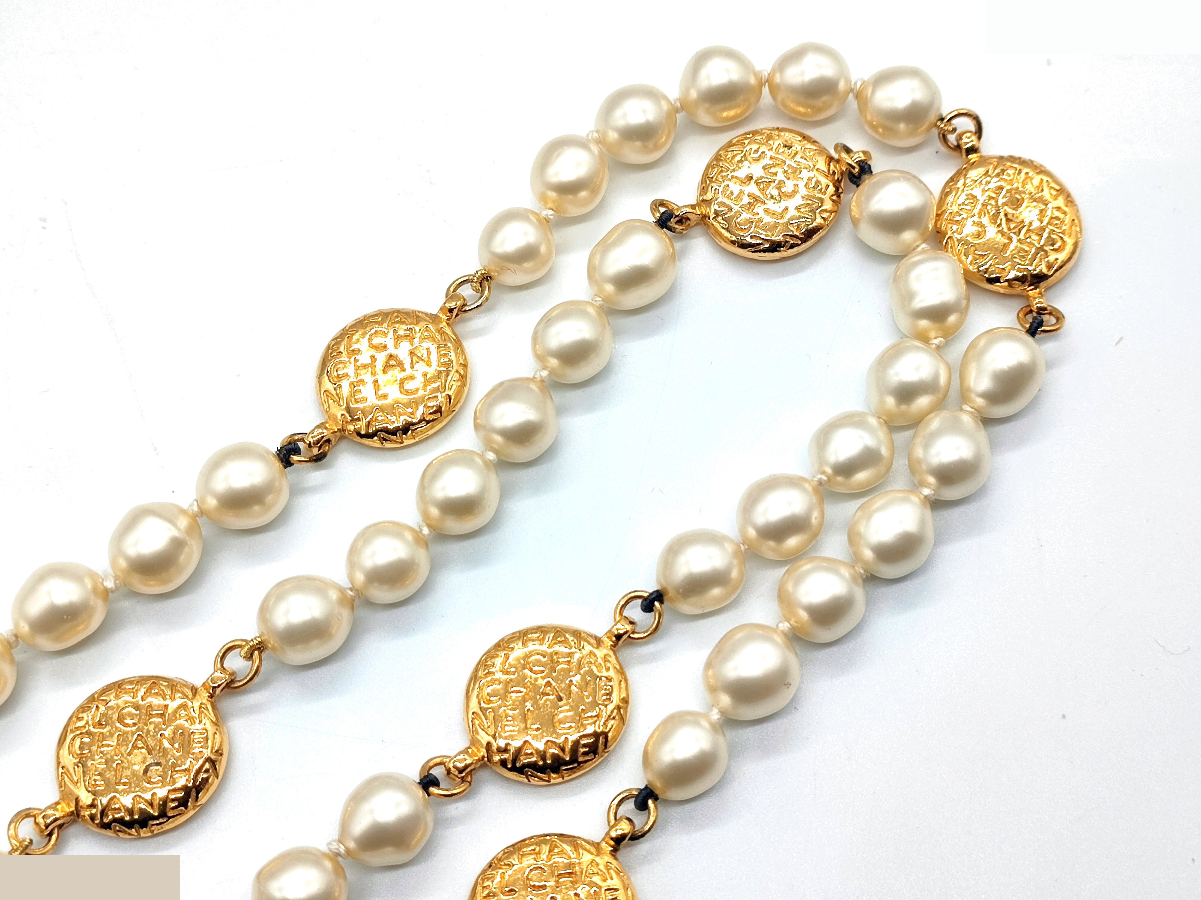logo pearl necklace, chain approximately 80cm — view 8