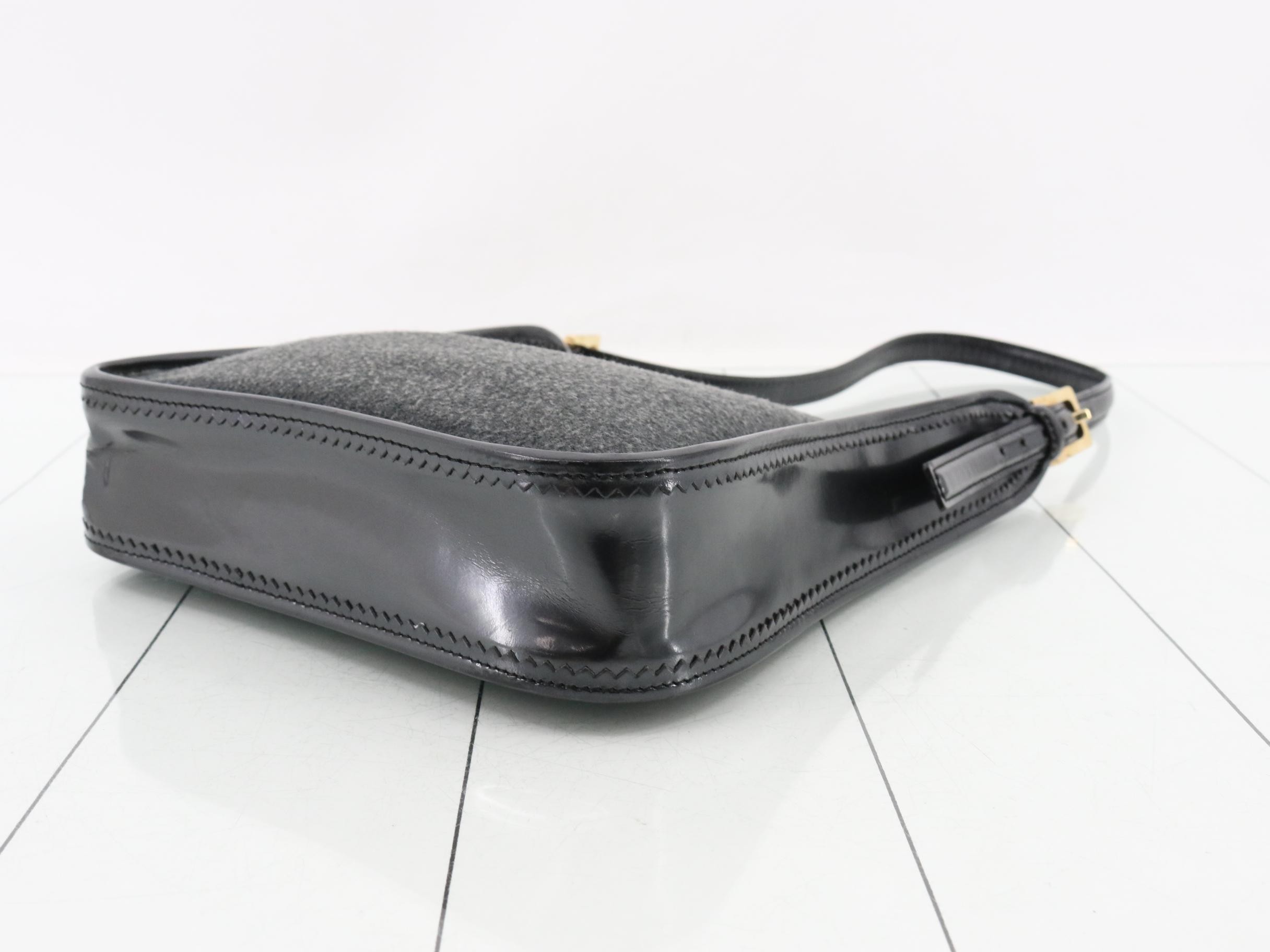 Anagram Felt One-Shoulder Bag, Gray — view 6