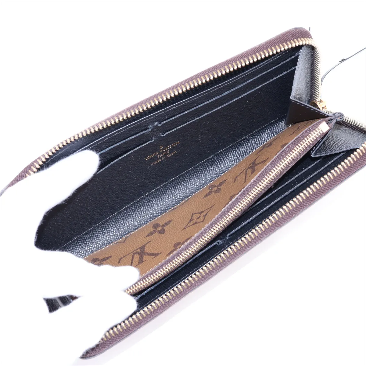 Monogram Reverse Portefeuille Clemence M82336 Brown Round Zip Wallet (RFID detected) — view 4