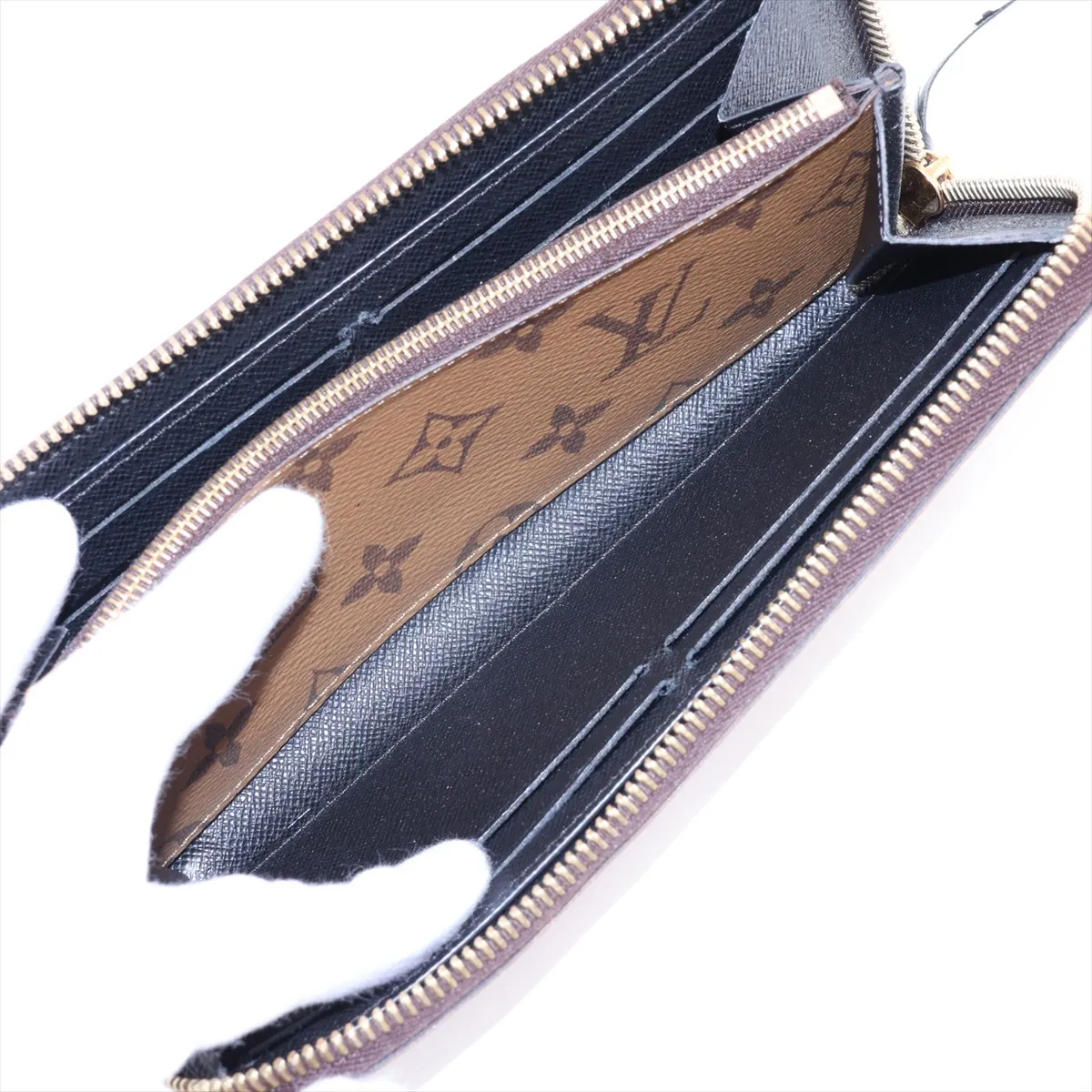 Monogram Reverse Portefeuille Clemence M82336 Brown Round Zip Wallet (RFID detected) — view 5