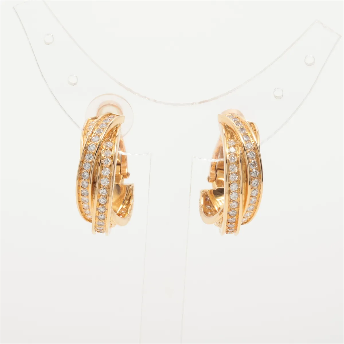 Trinity Full Diamond Earrings, 750 (Yellow Gold), 14.5g, 641906. Stone — view 2