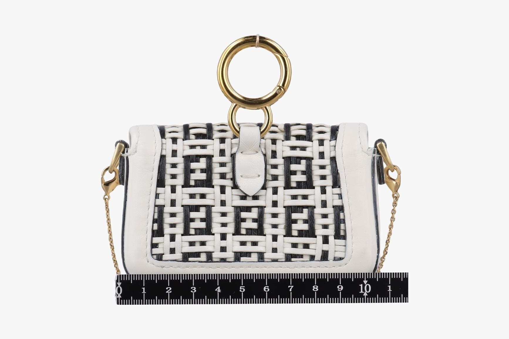 Nano Baguette Charm Leather Black/White — view 2