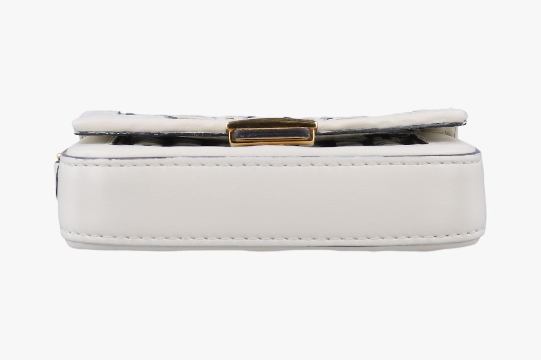 Nano Baguette Charm Leather Black/White — view 3