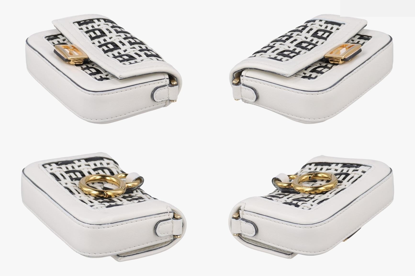 Nano Baguette Charm Leather Black/White — view 4