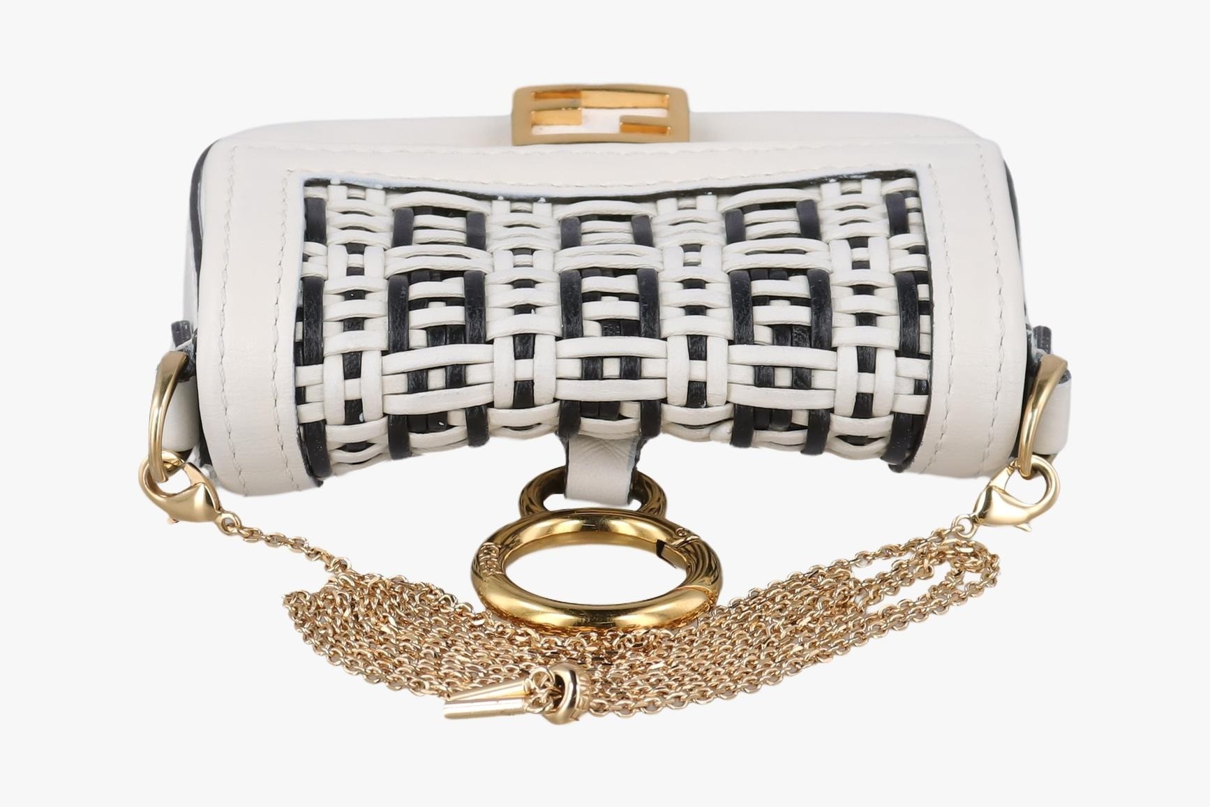 Nano Baguette Charm Leather Black/White — view 5