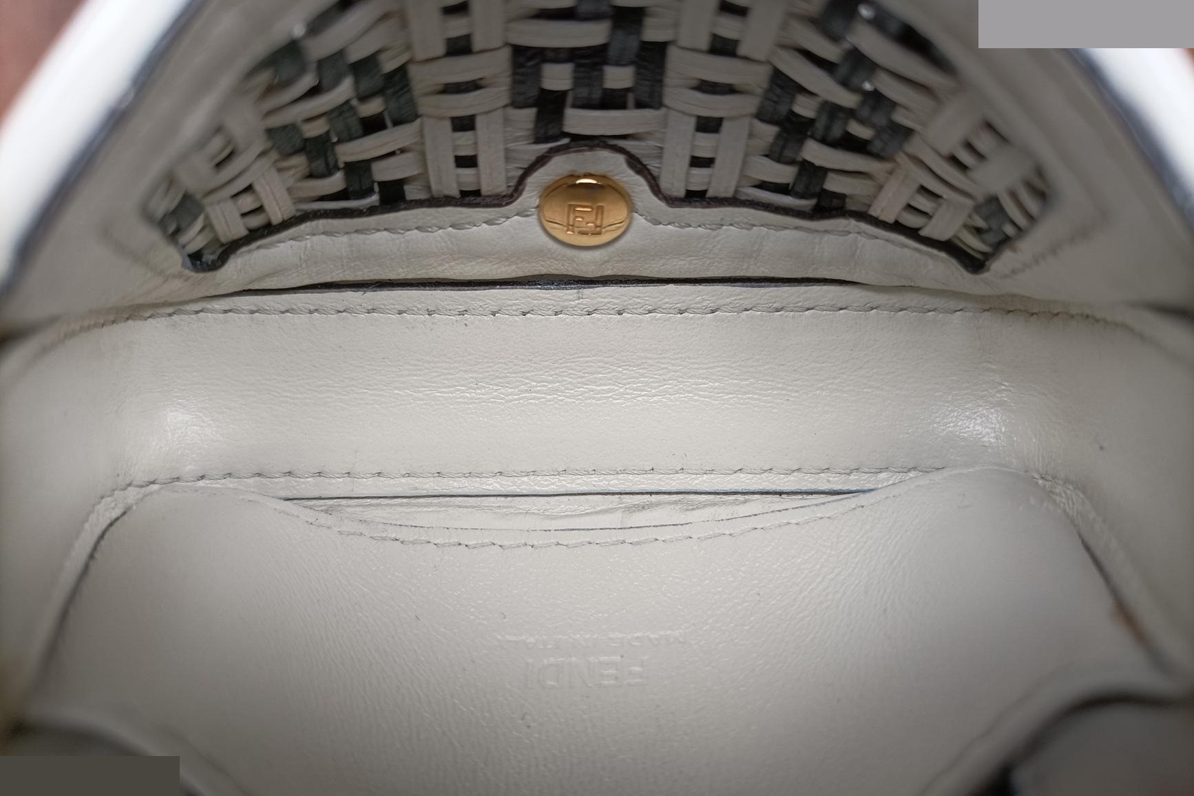 Nano Baguette Charm Leather Black/White — view 6