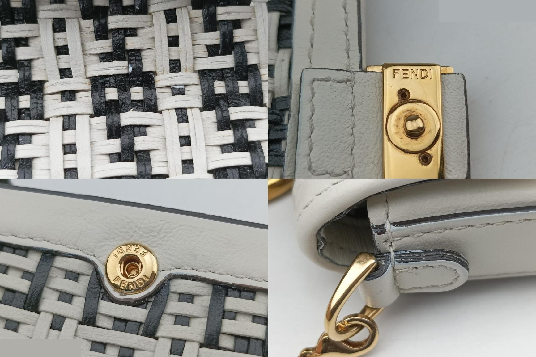 Nano Baguette Charm Leather Black/White — view 9