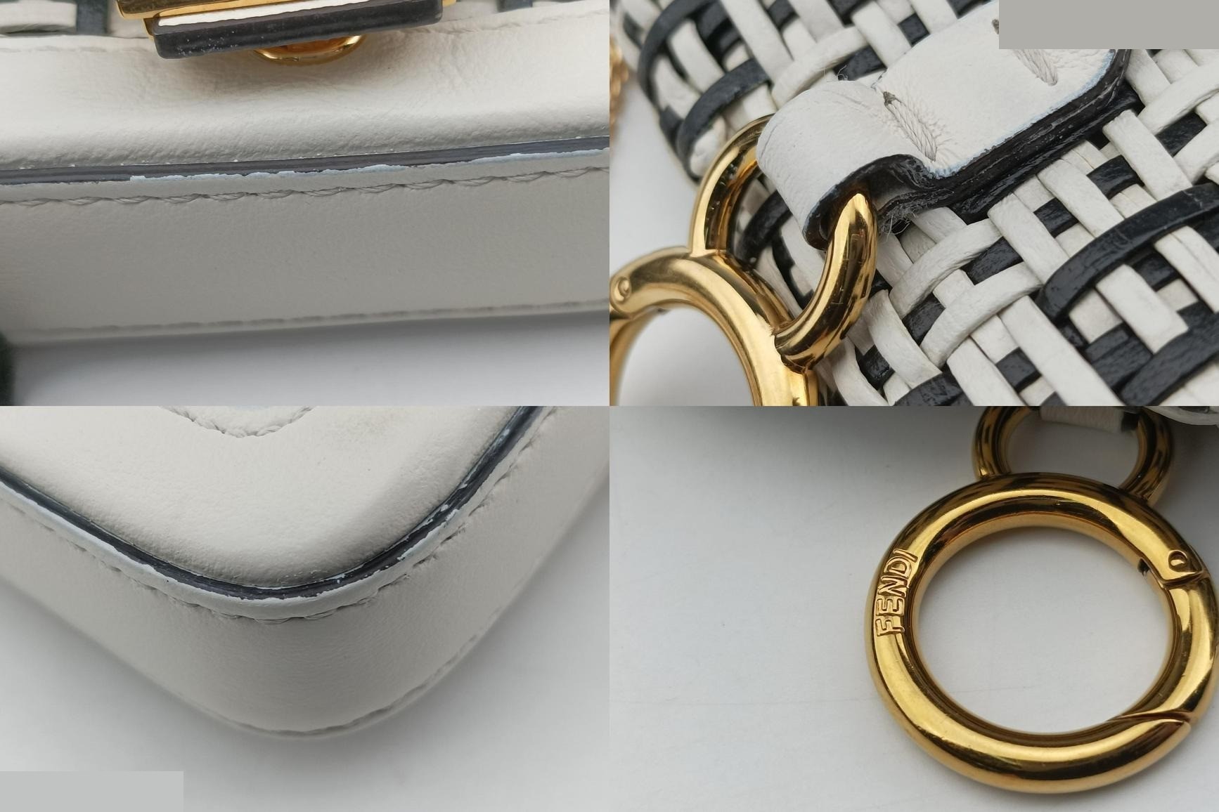 Nano Baguette Charm Leather Black/White — view 10