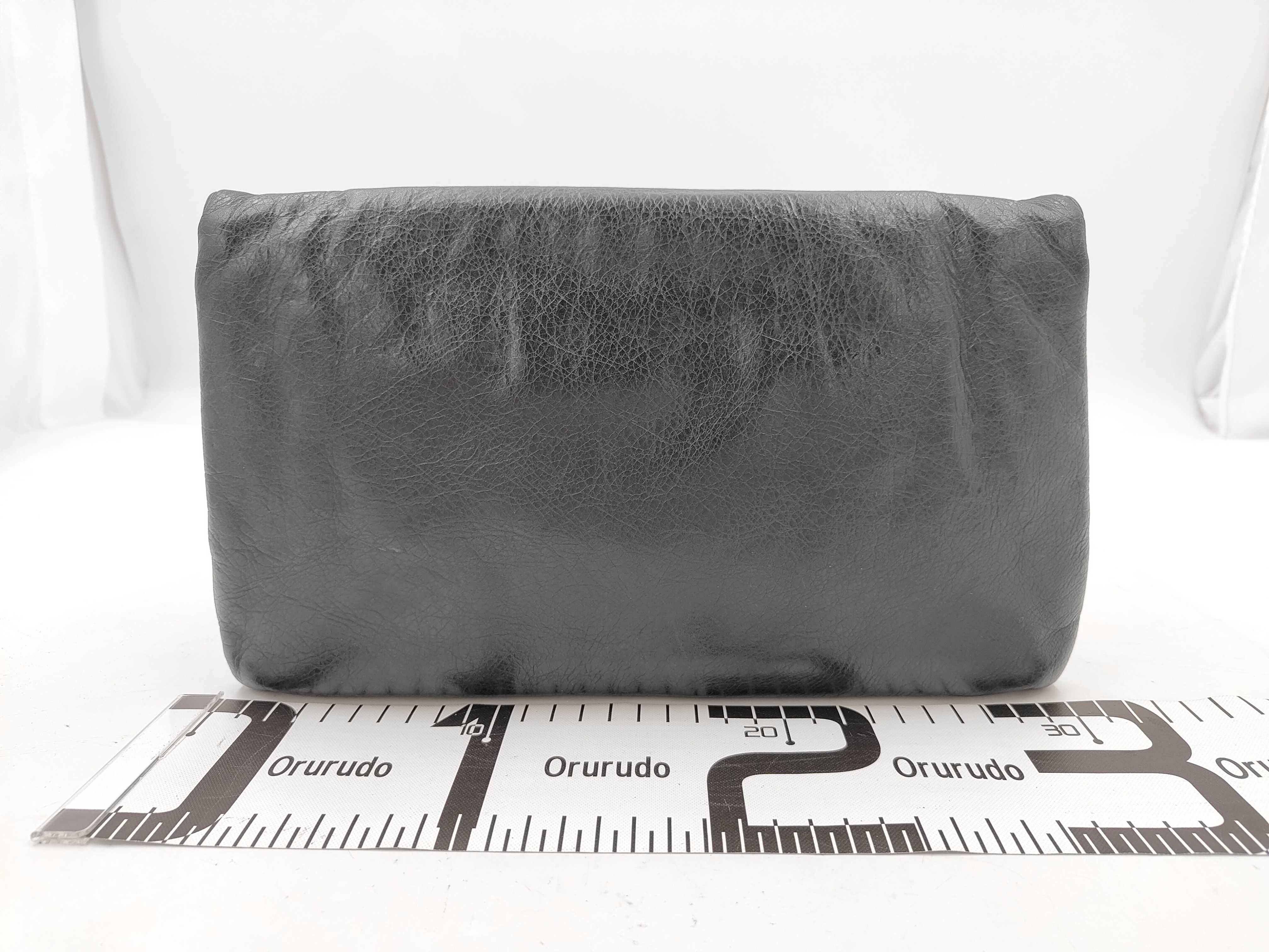 Classic Envelope Lambskin Leather Clutch Bag with Mirror, Black — view 2