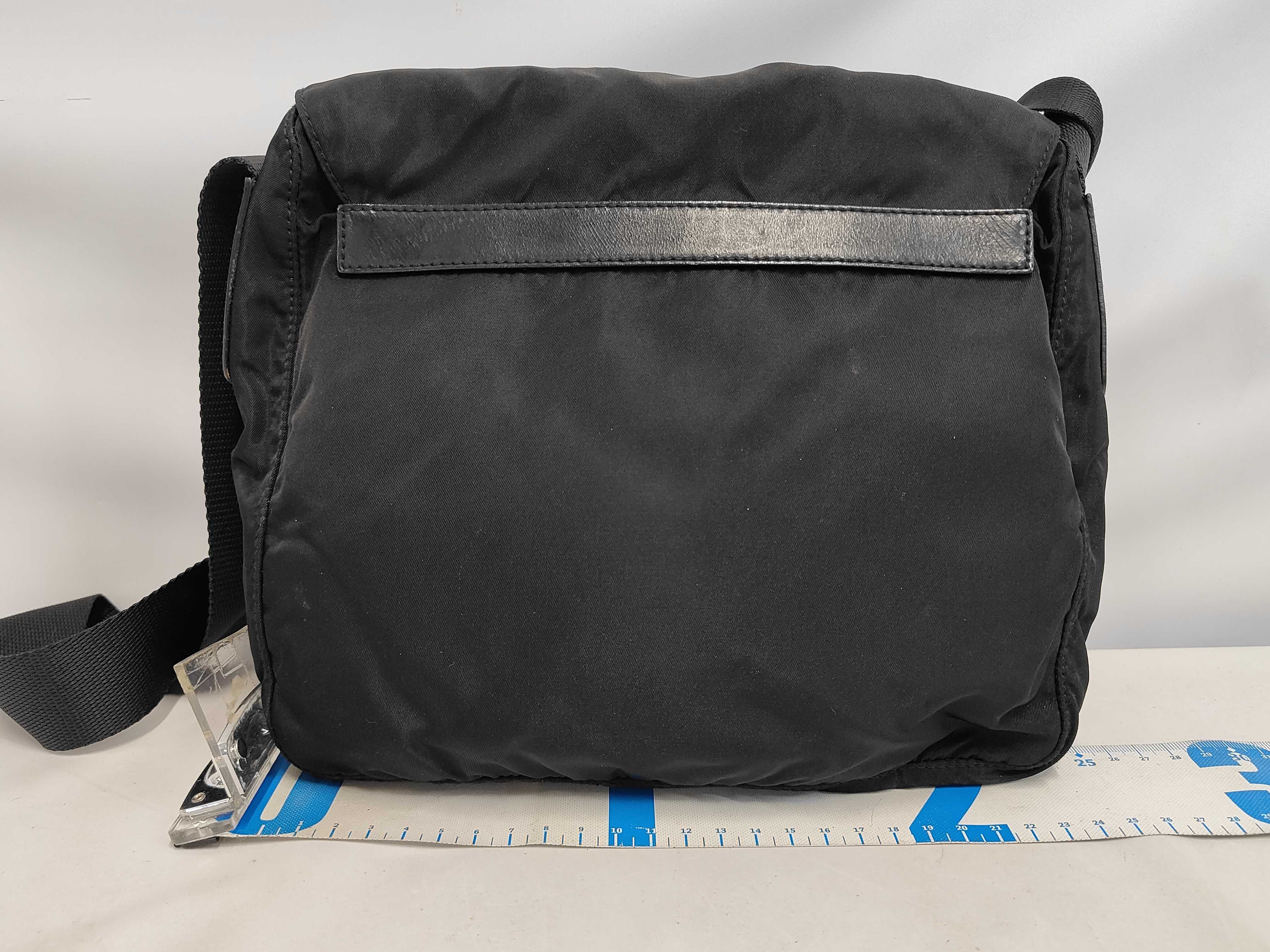 Triangle Logo Nylon Leather Shoulder Bag — view 2