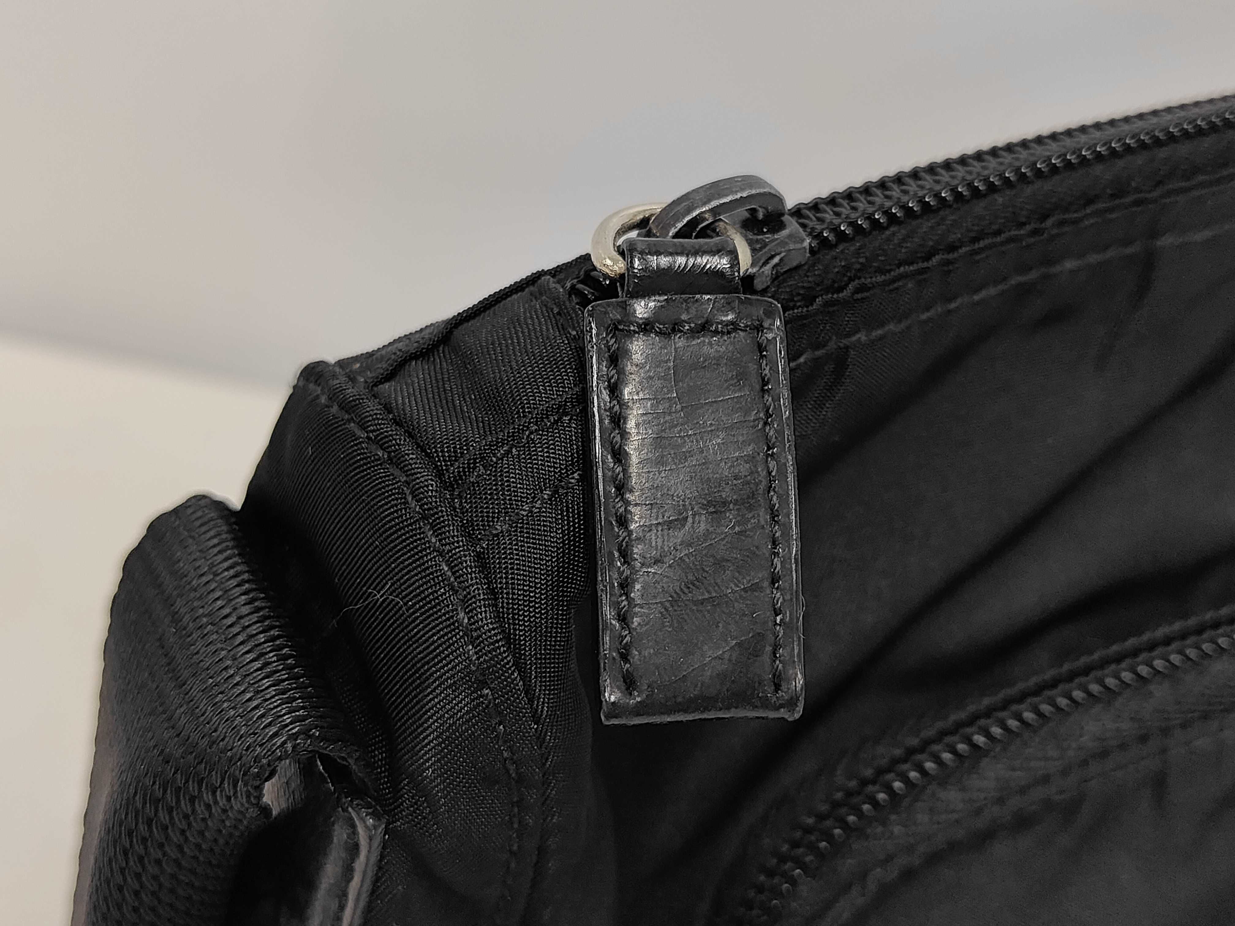 Triangle Logo Nylon Leather Shoulder Bag — view 7