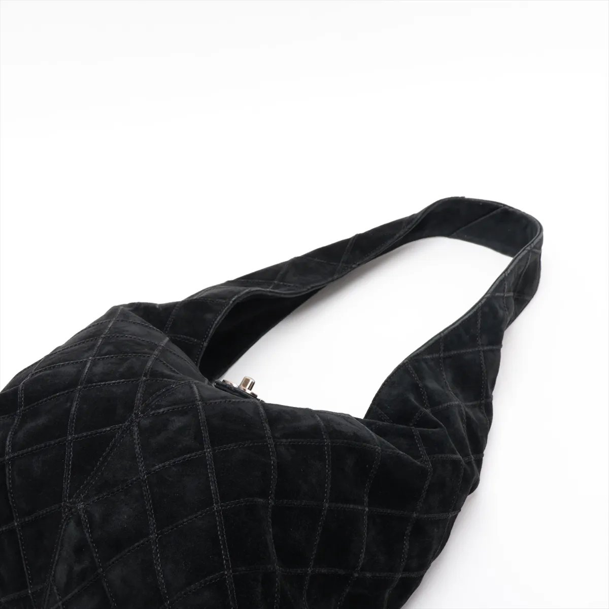 Bicolore Suede Shoulder Bag, Black with Gold Hardware, 6178354, Series 6 — view 5