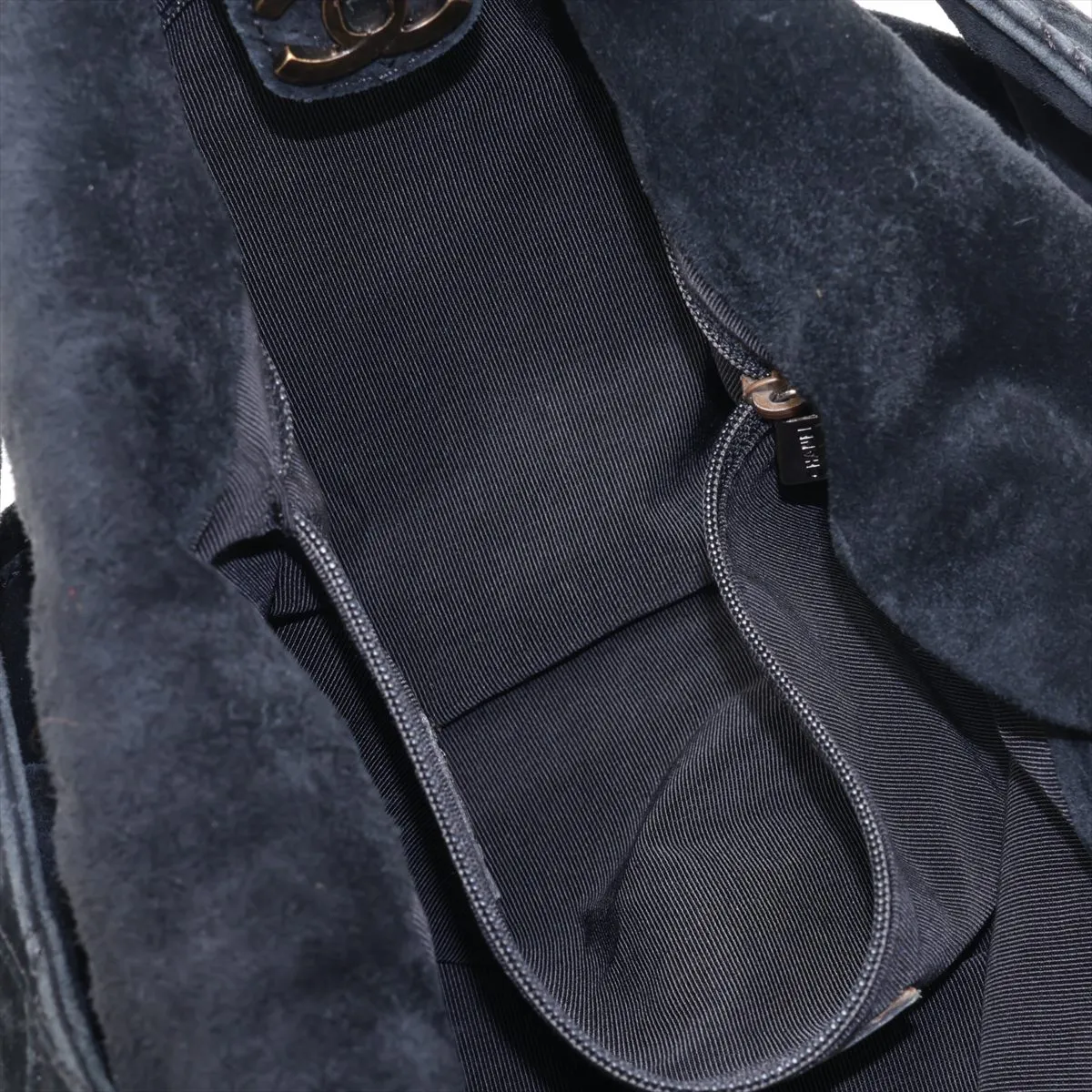 Bicolore Suede Shoulder Bag, Black with Gold Hardware, 6178354, Series 6 — view 7
