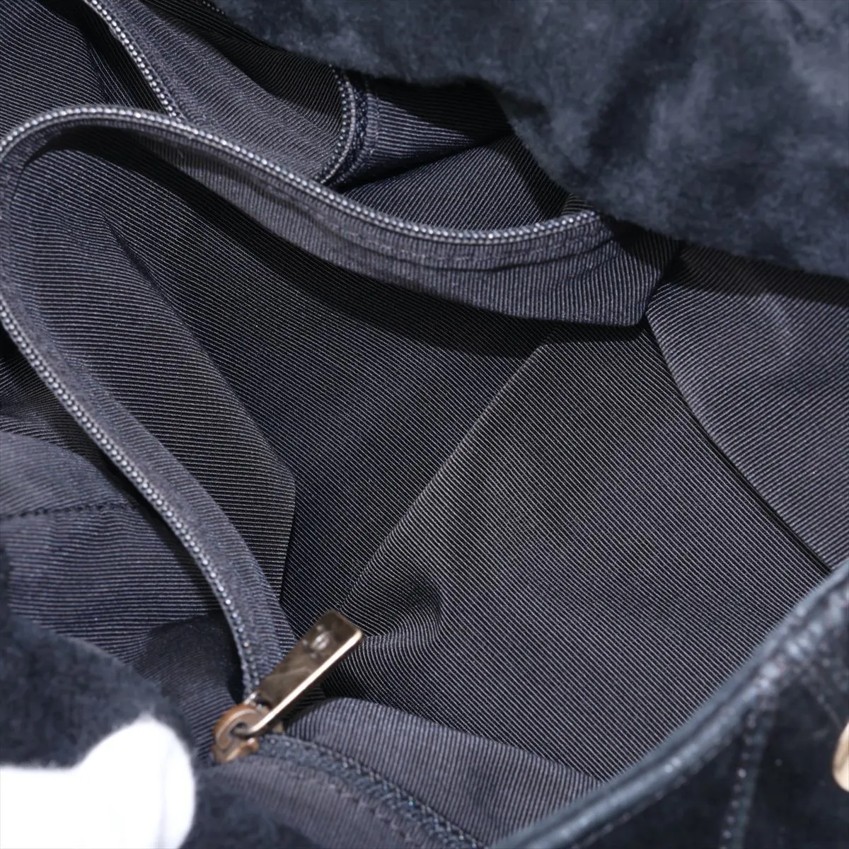 Bicolore Suede Shoulder Bag, Black with Gold Hardware, 6178354, Series 6 — view 8