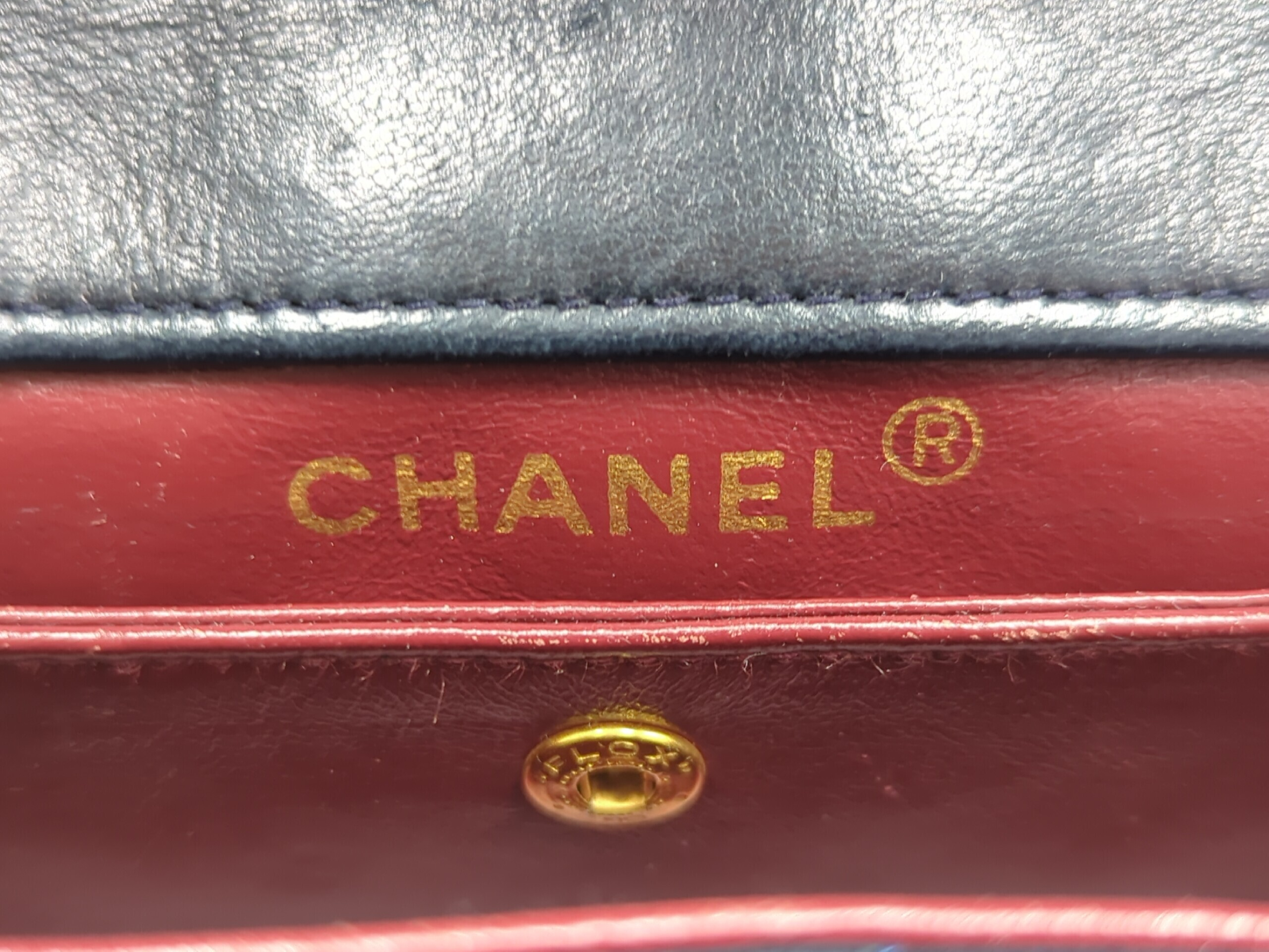 Lambskin Single Flap Matelassé Chain Shoulder Bag, Navy, Series 1 — view 11