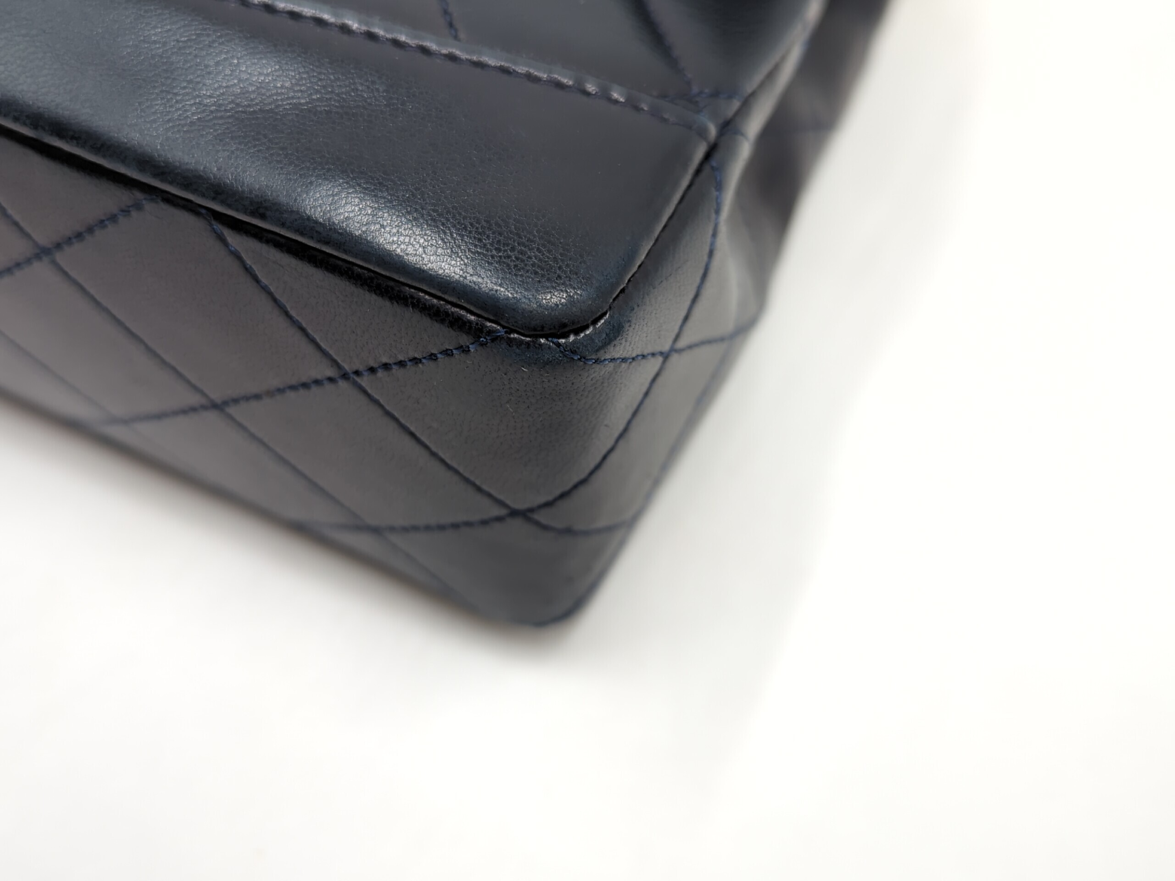 Lambskin Single Flap Matelassé Chain Shoulder Bag, Navy, Series 1 — view 4