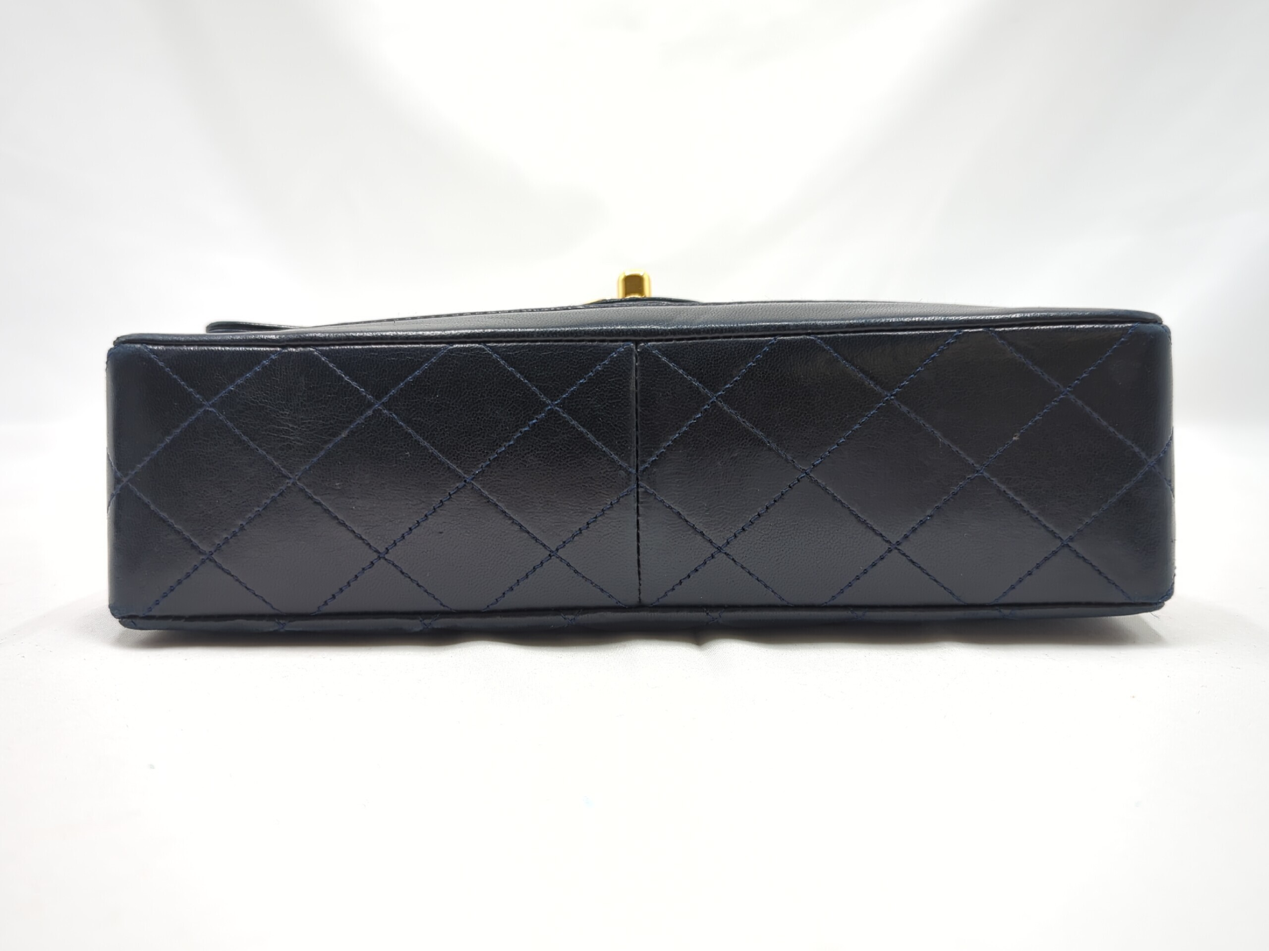 Lambskin Single Flap Matelassé Chain Shoulder Bag, Navy, Series 1 — view 5