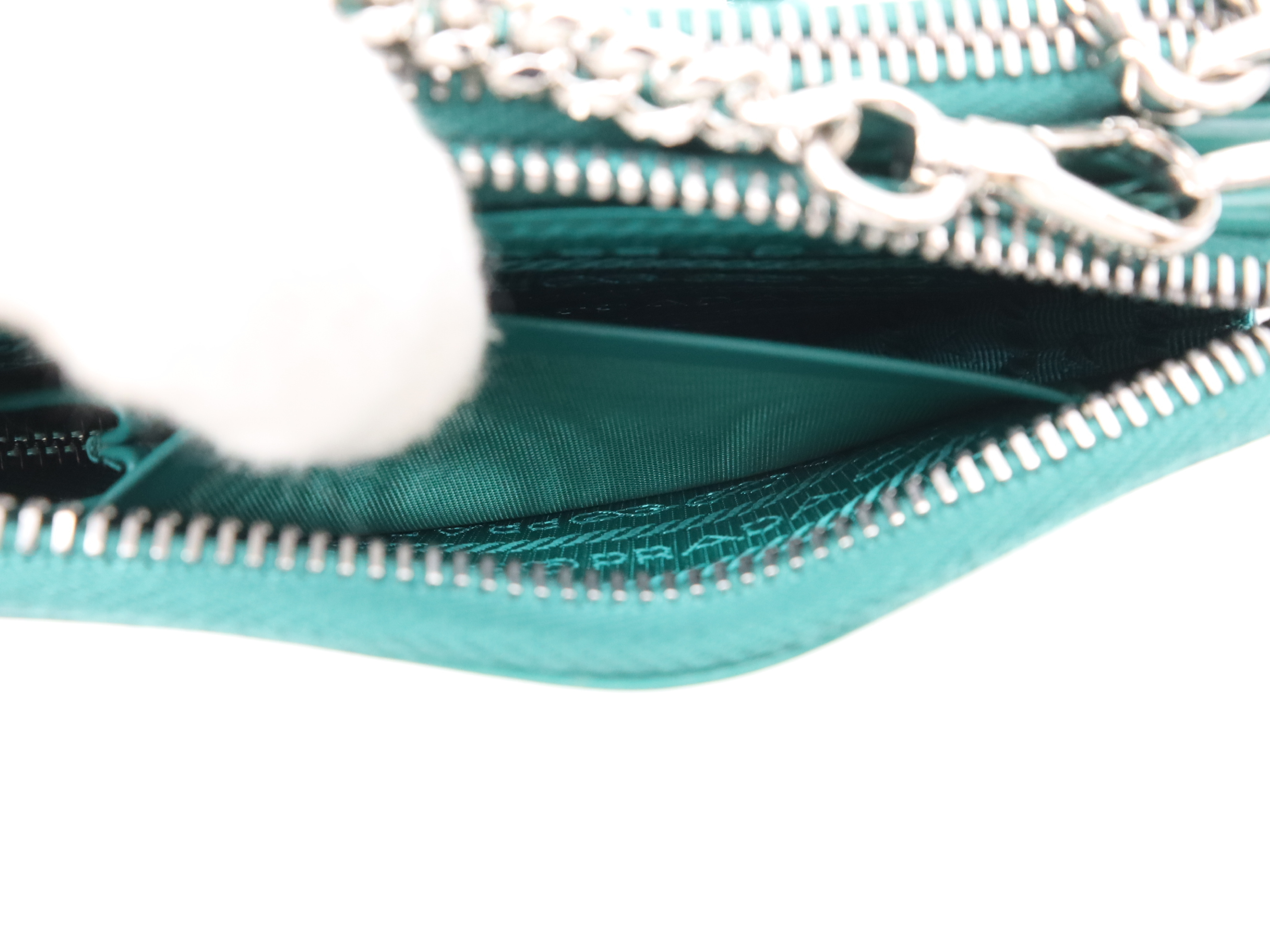 1NR015 Bijou Leather Triangle Mini Pouch, Green, with Shoulder Strap and Box, RFID Tested, Shoulder Bag — view 10