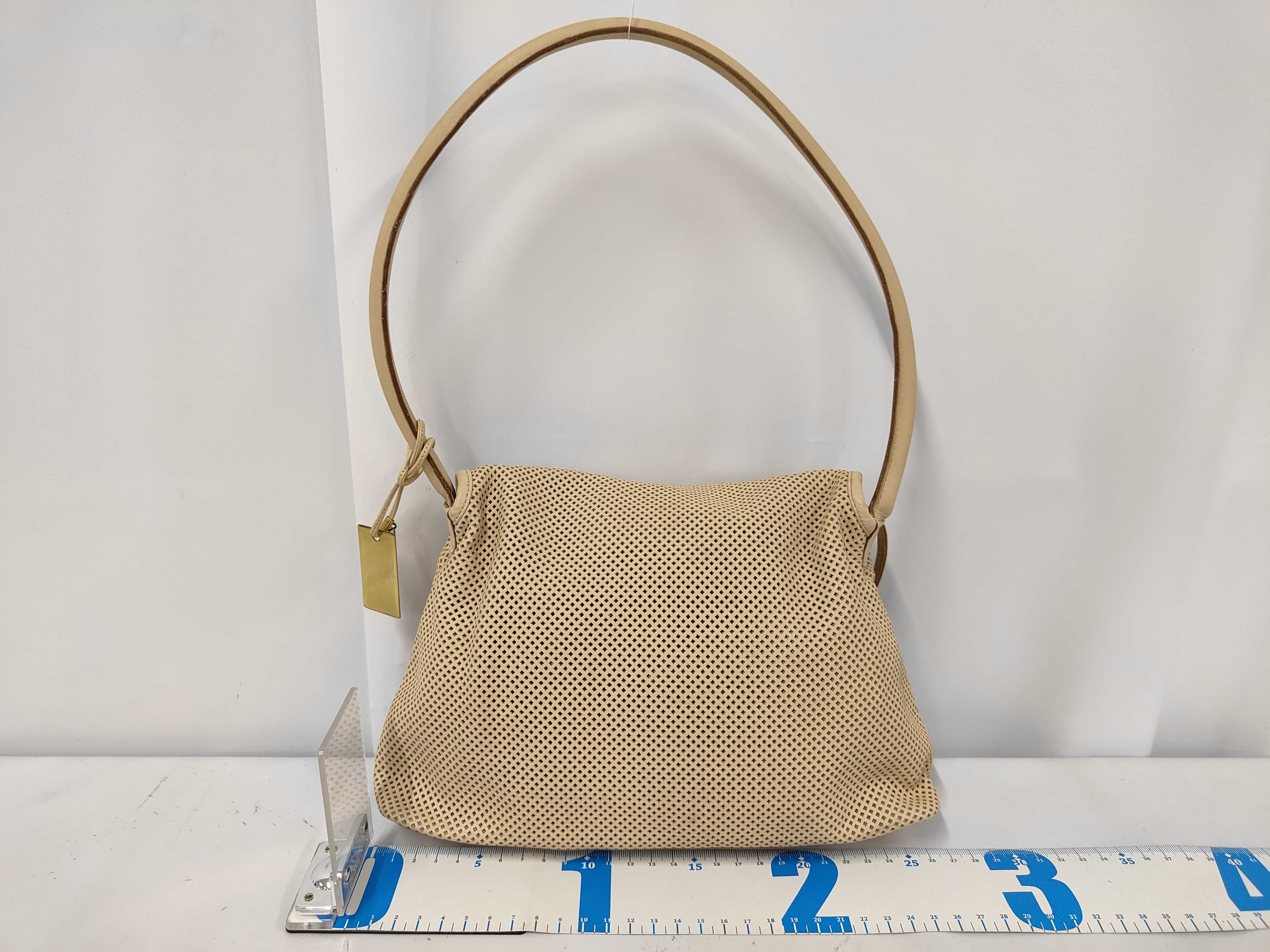 handbag, perforated leather, beige, 90646 — view 2
