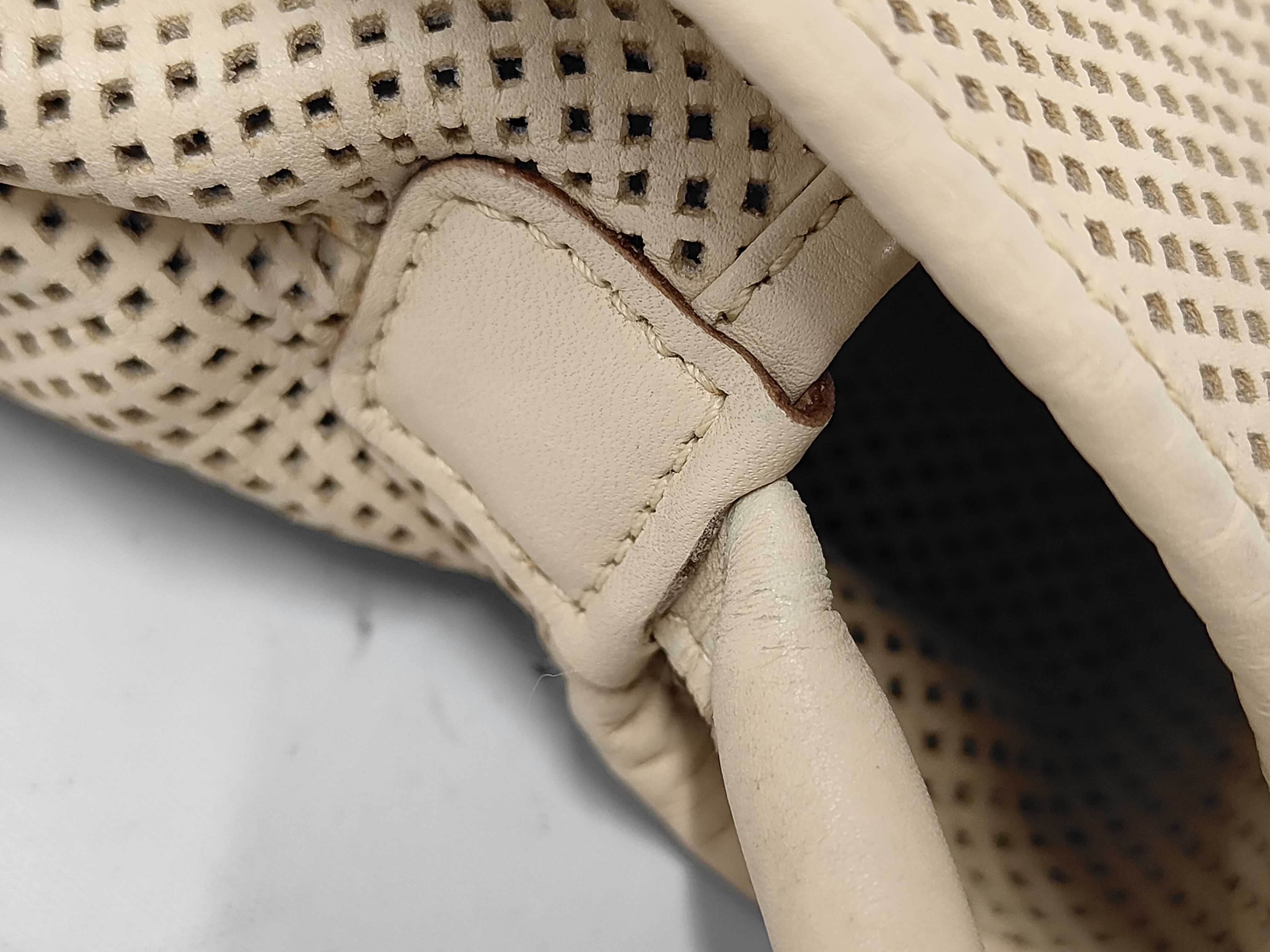 handbag, perforated leather, beige, 90646 — view 5