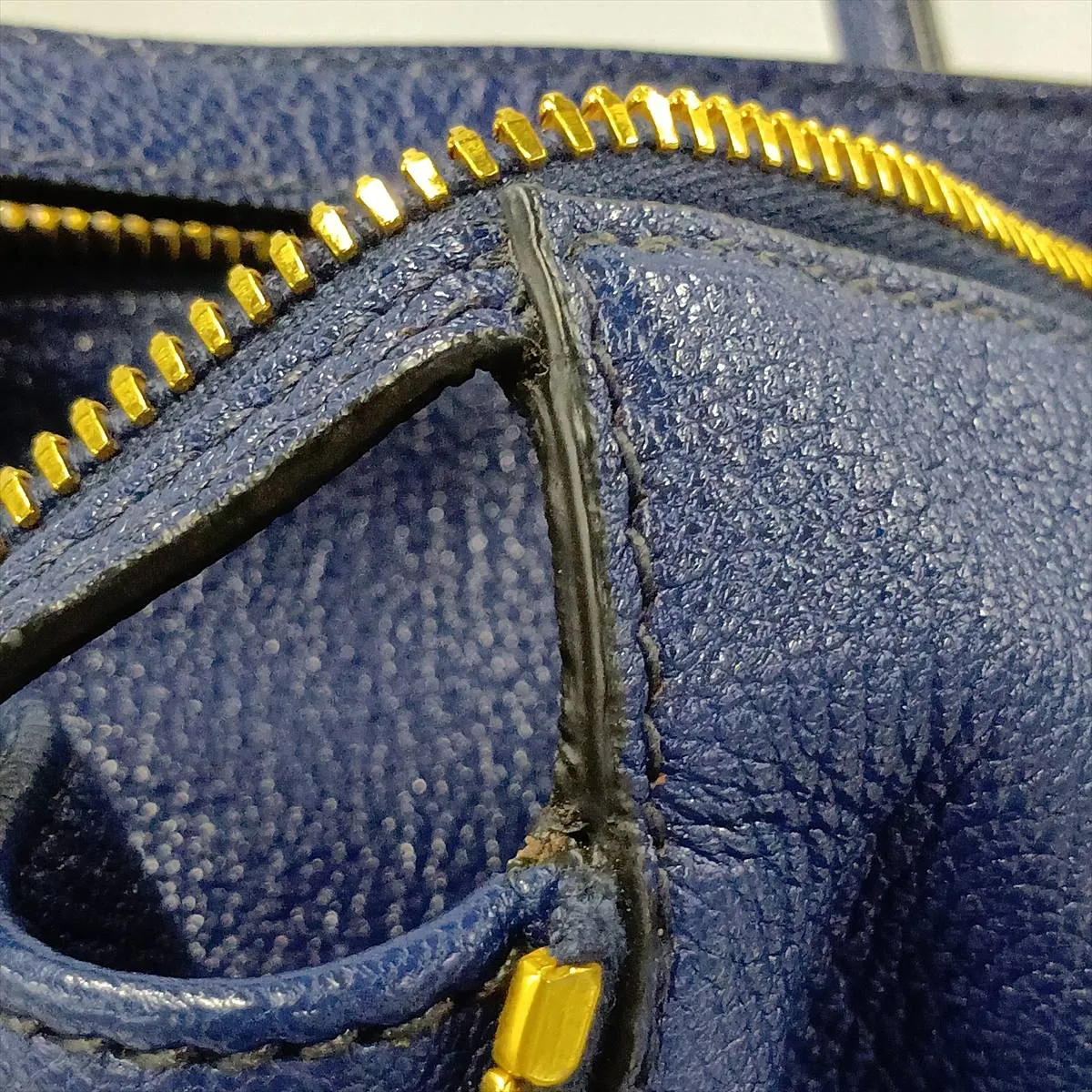 Leather 2-Way Handbag, Navy — view 13