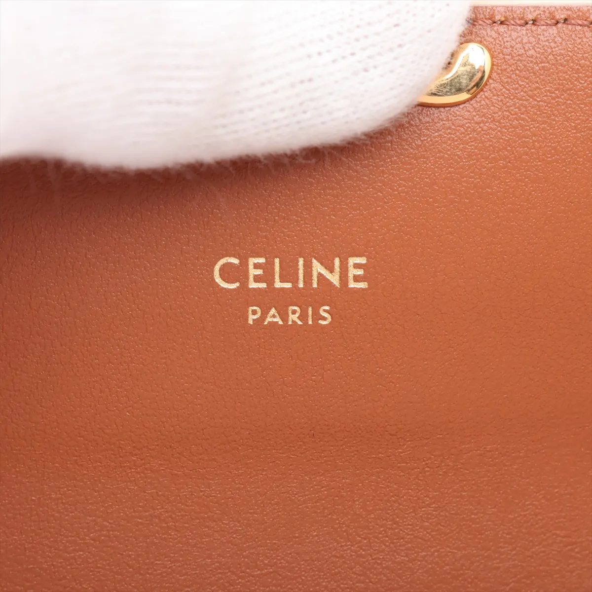 Triomphe Small Flap Wallet Leather Compact Wallet Beige — view 8