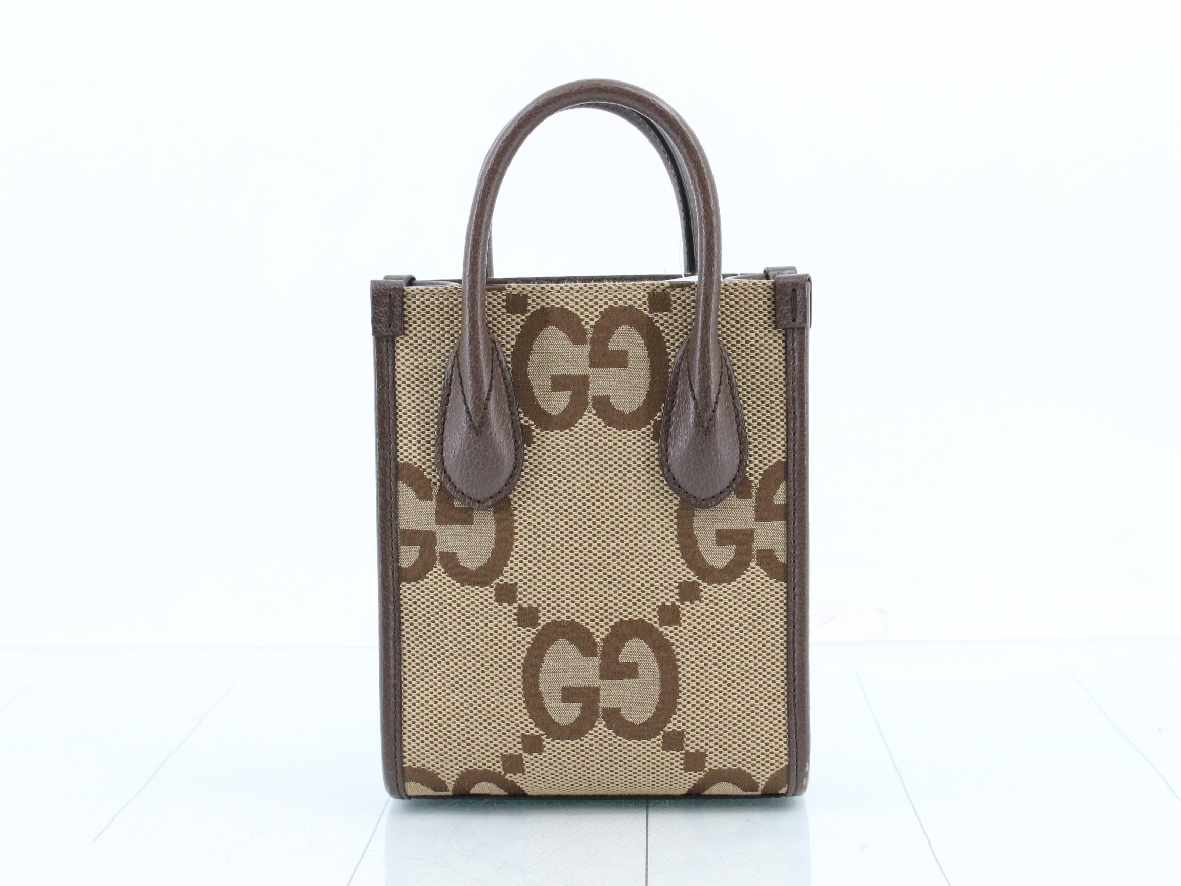 Jumbo GG Canvas 2-Way Mini Tote Bag with Sherry Strap — view 2