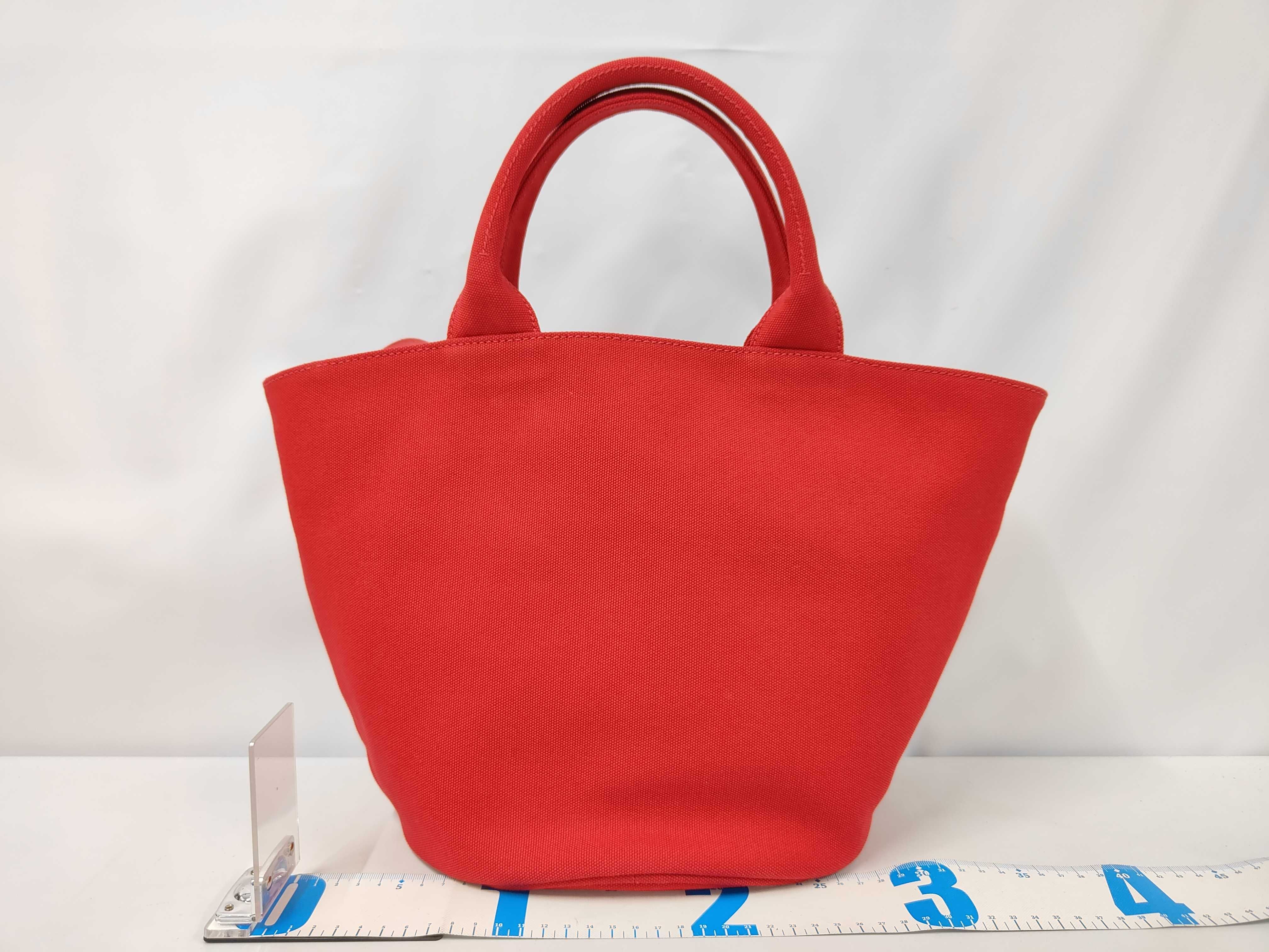 Canapa Red Bucket-Shaped 2-Way Handbag with Stitcher - Tote Bag — view 2