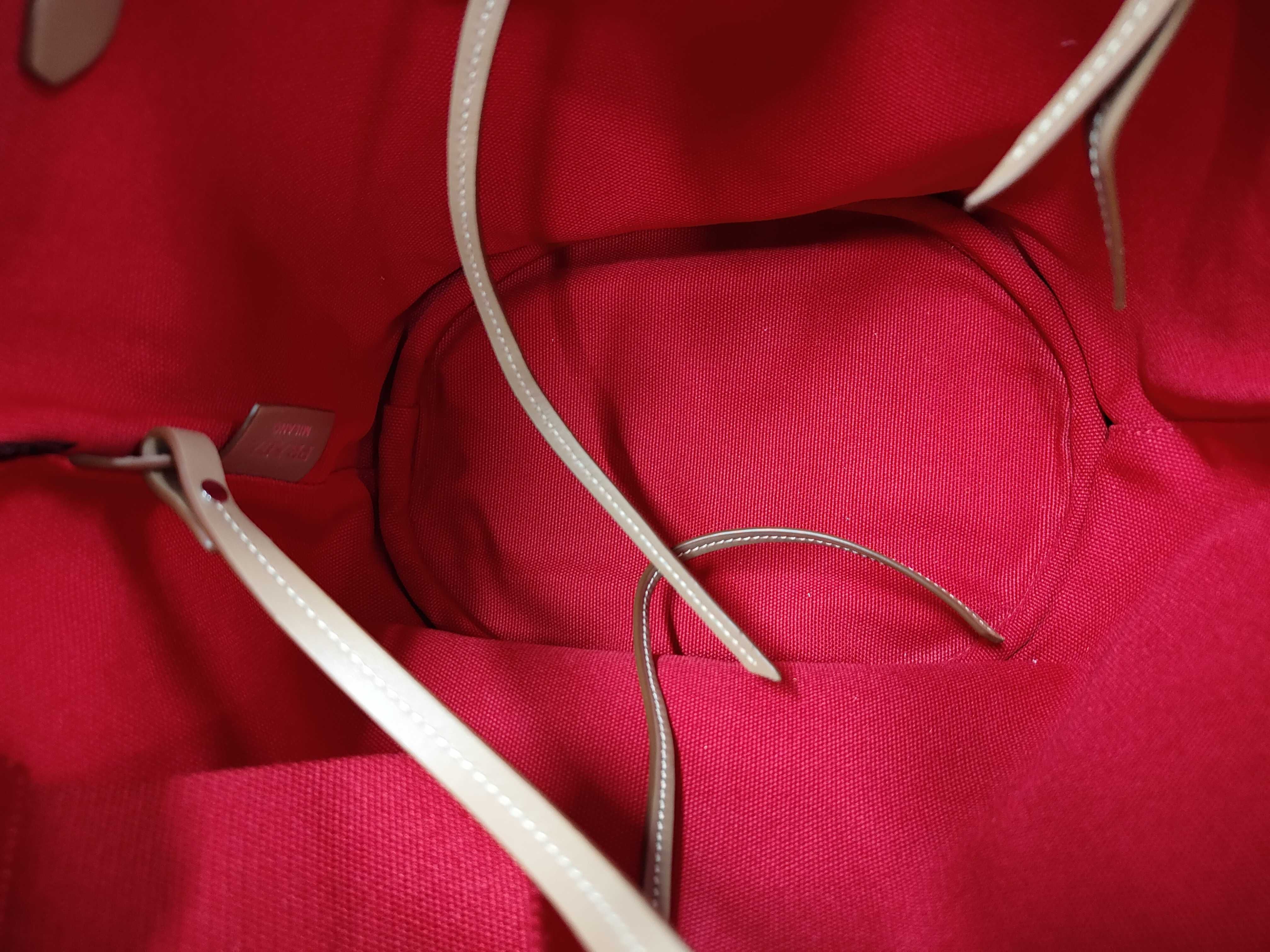 Canapa Red Bucket-Shaped 2-Way Handbag with Stitcher - Tote Bag — view 8
