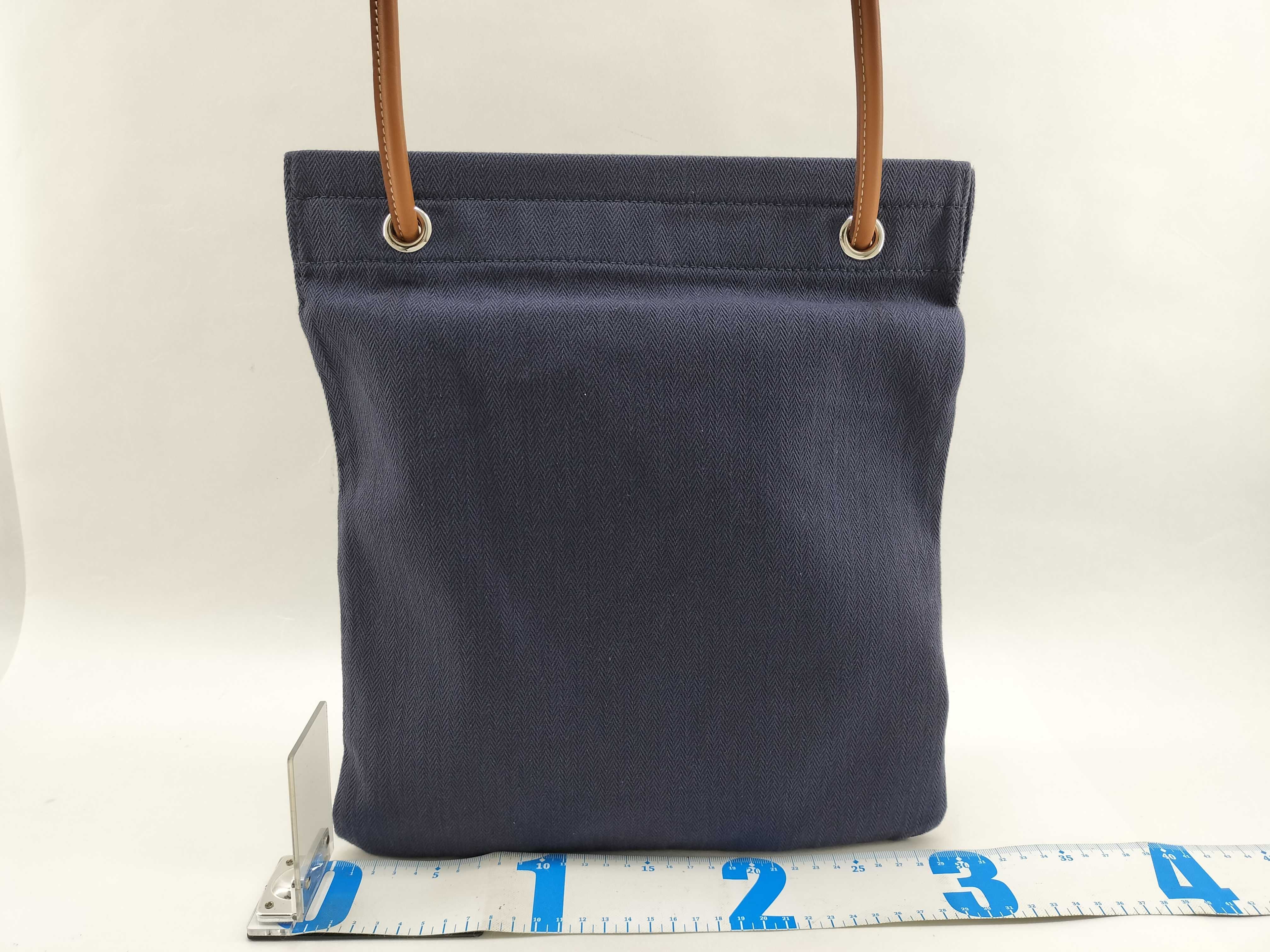 Aline MM Toile Chevron x Leather Navy Silver Hardware Shoulder Bag — view 2