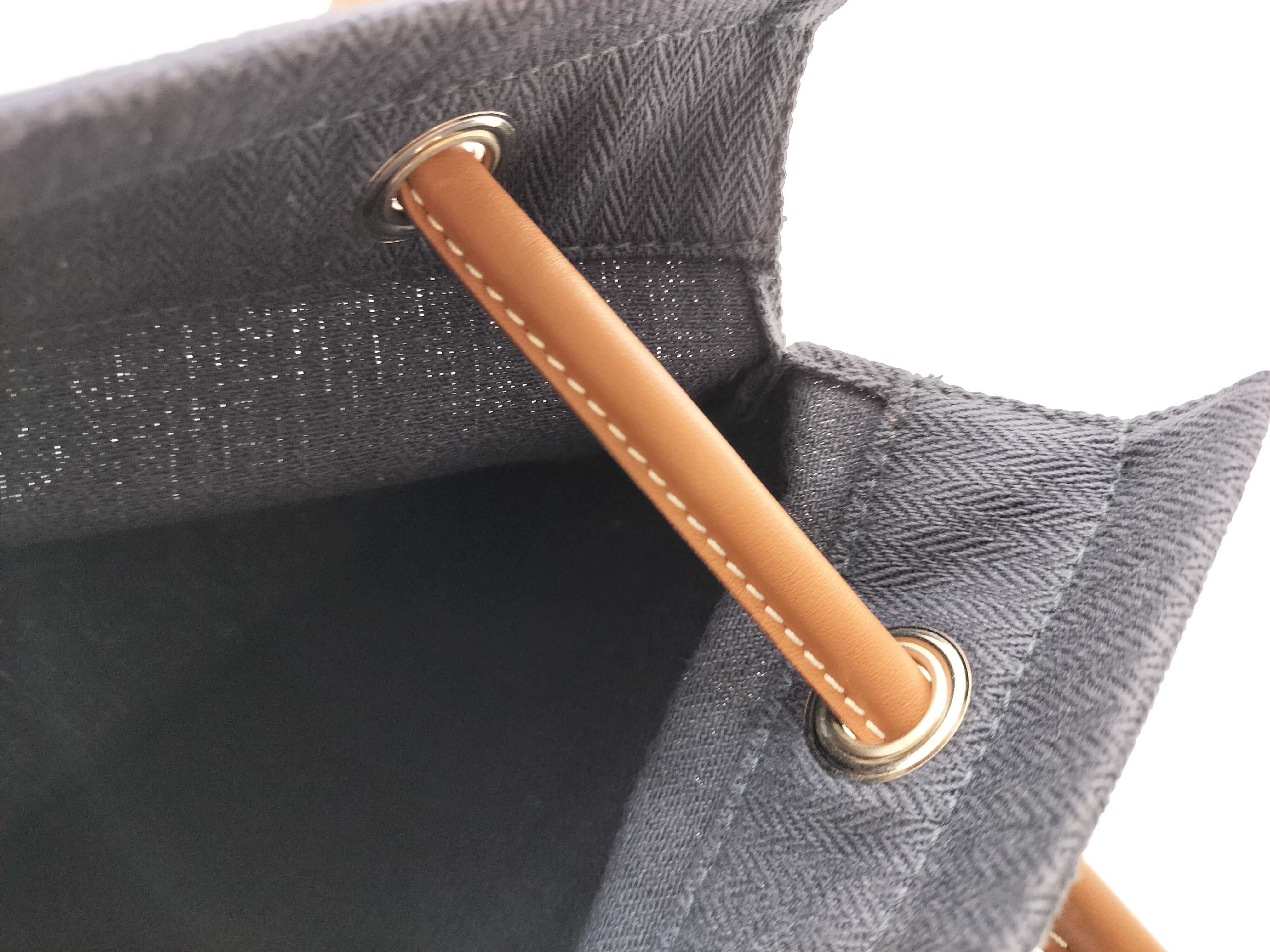 Aline MM Toile Chevron x Leather Navy Silver Hardware Shoulder Bag — view 13