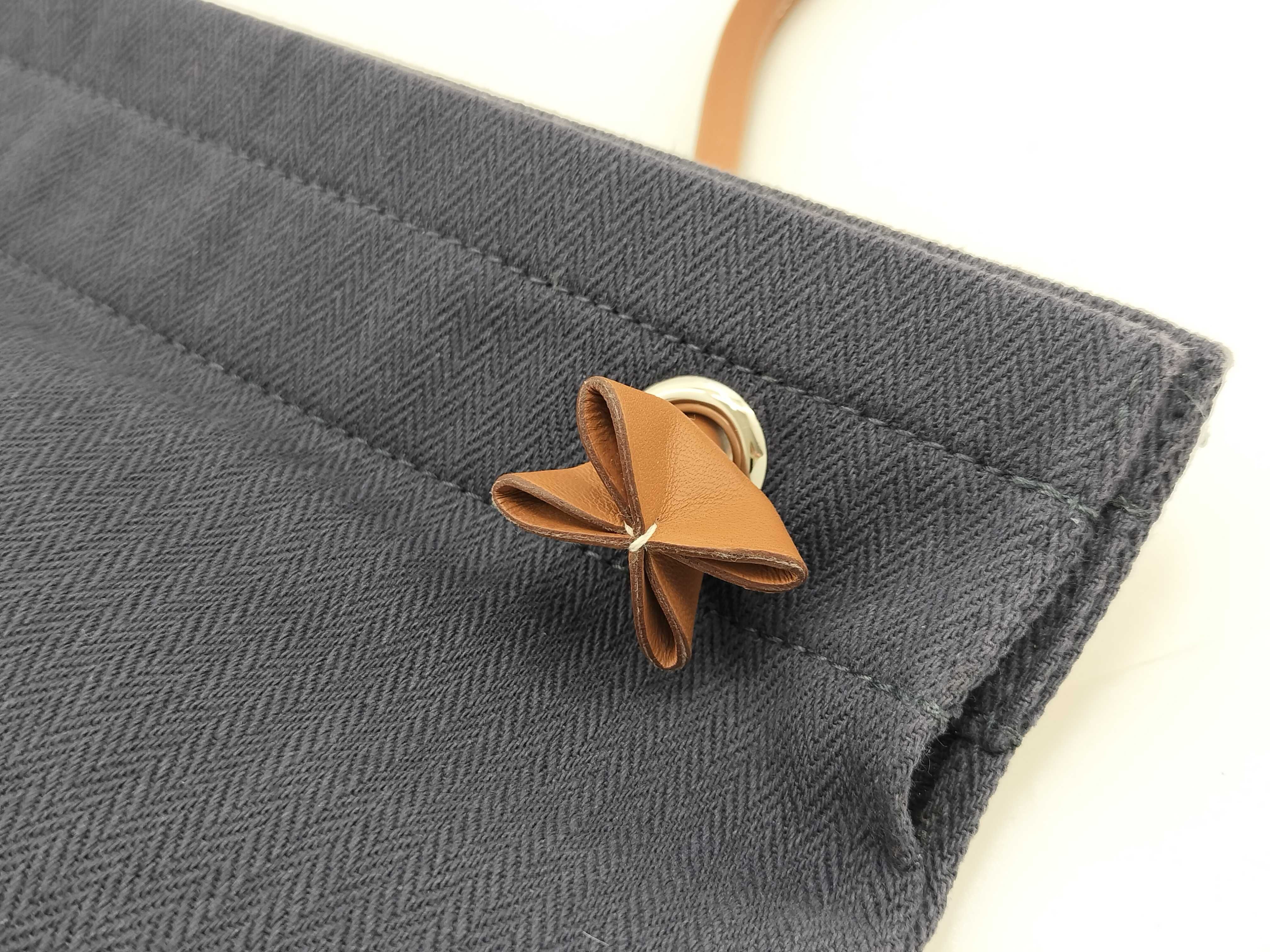 Aline MM Toile Chevron x Leather Navy Silver Hardware Shoulder Bag — view 7