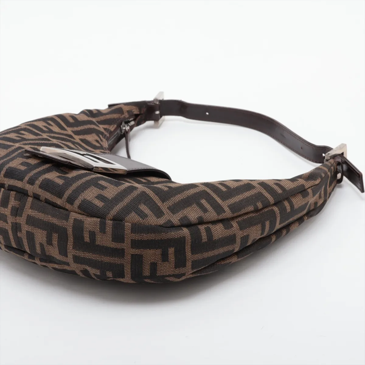 Zucca Canvas x Leather Shoulder Bag, Brown — view 3