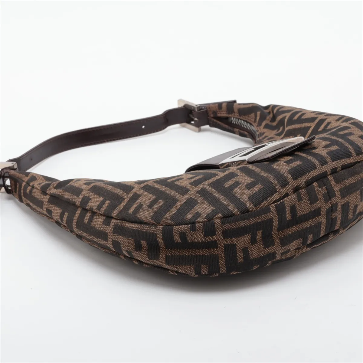 Zucca Canvas x Leather Shoulder Bag, Brown — view 4