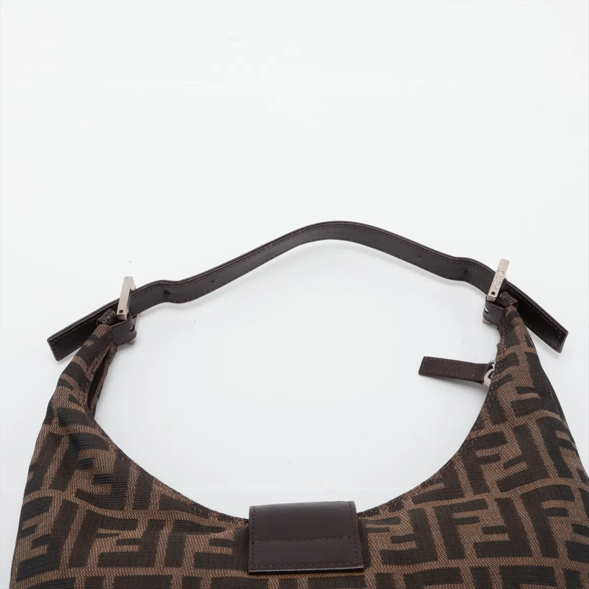 Zucca Canvas x Leather Shoulder Bag, Brown — view 6