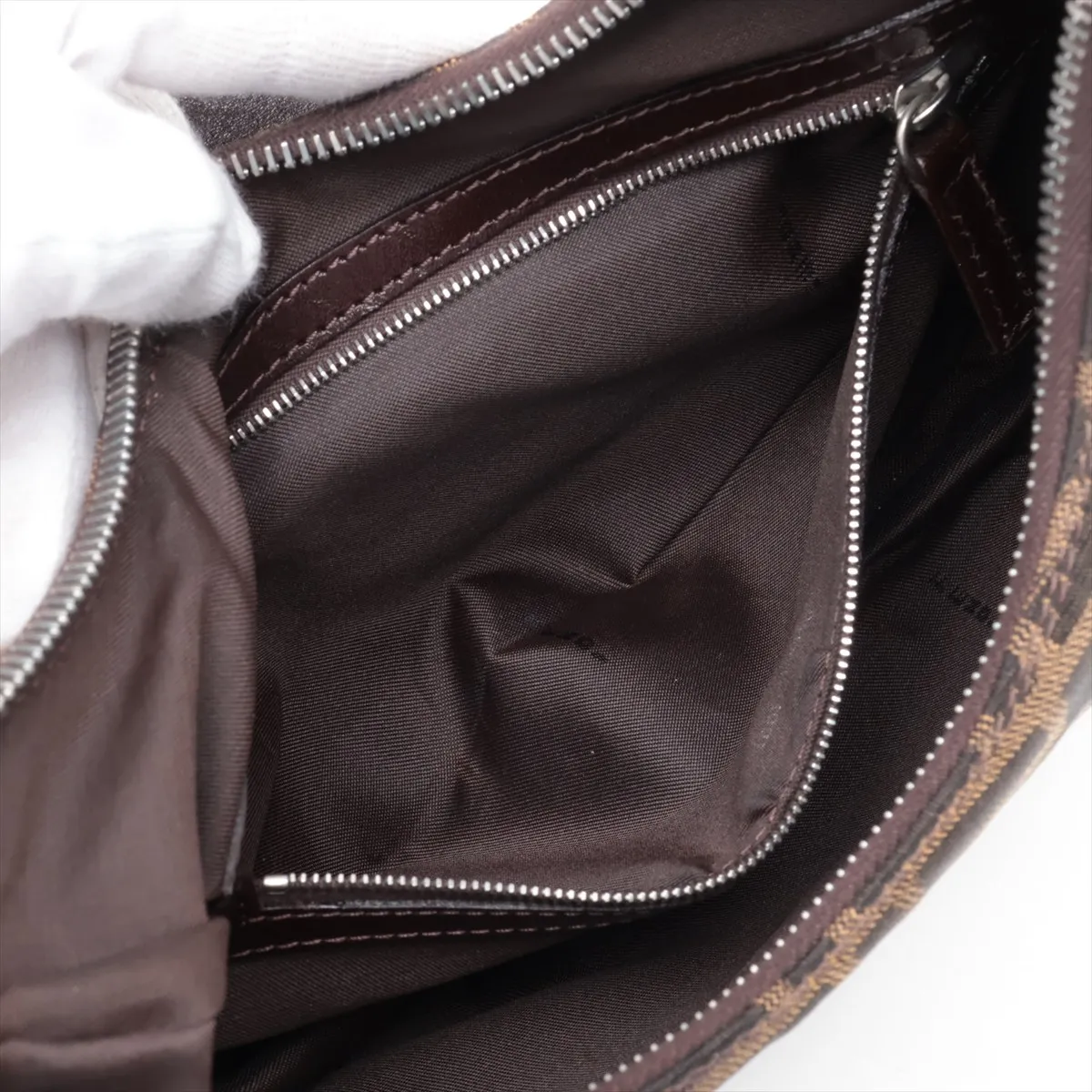 Zucca Canvas x Leather Shoulder Bag, Brown — view 8