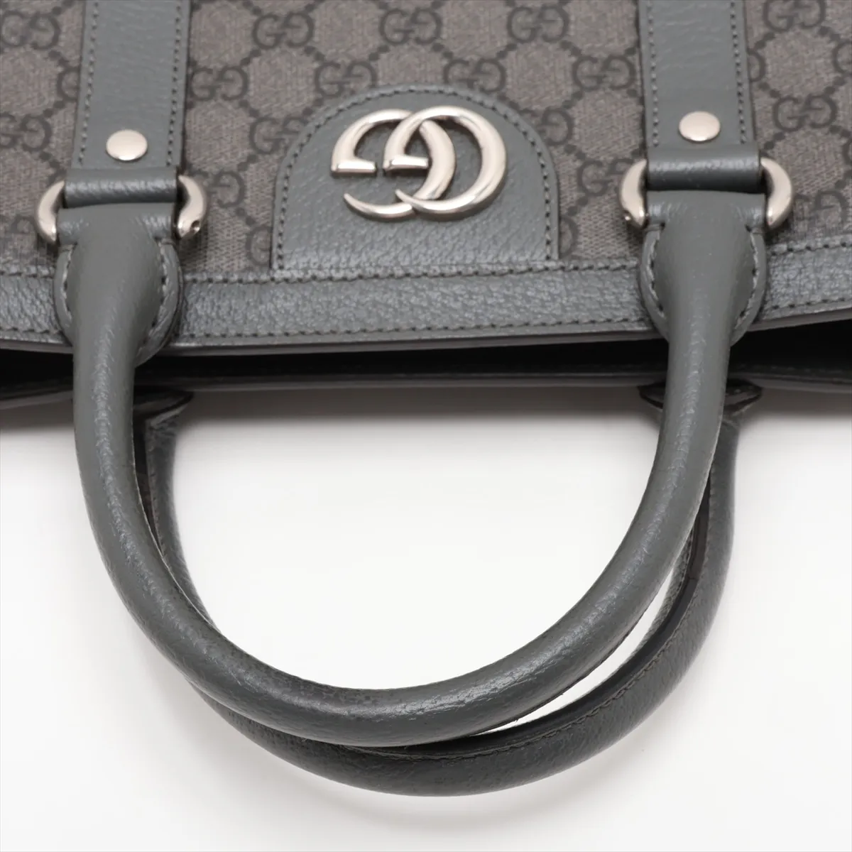 GG Supreme 731793 PVC x Leather 2-Way Tote Bag, Gray — view 5