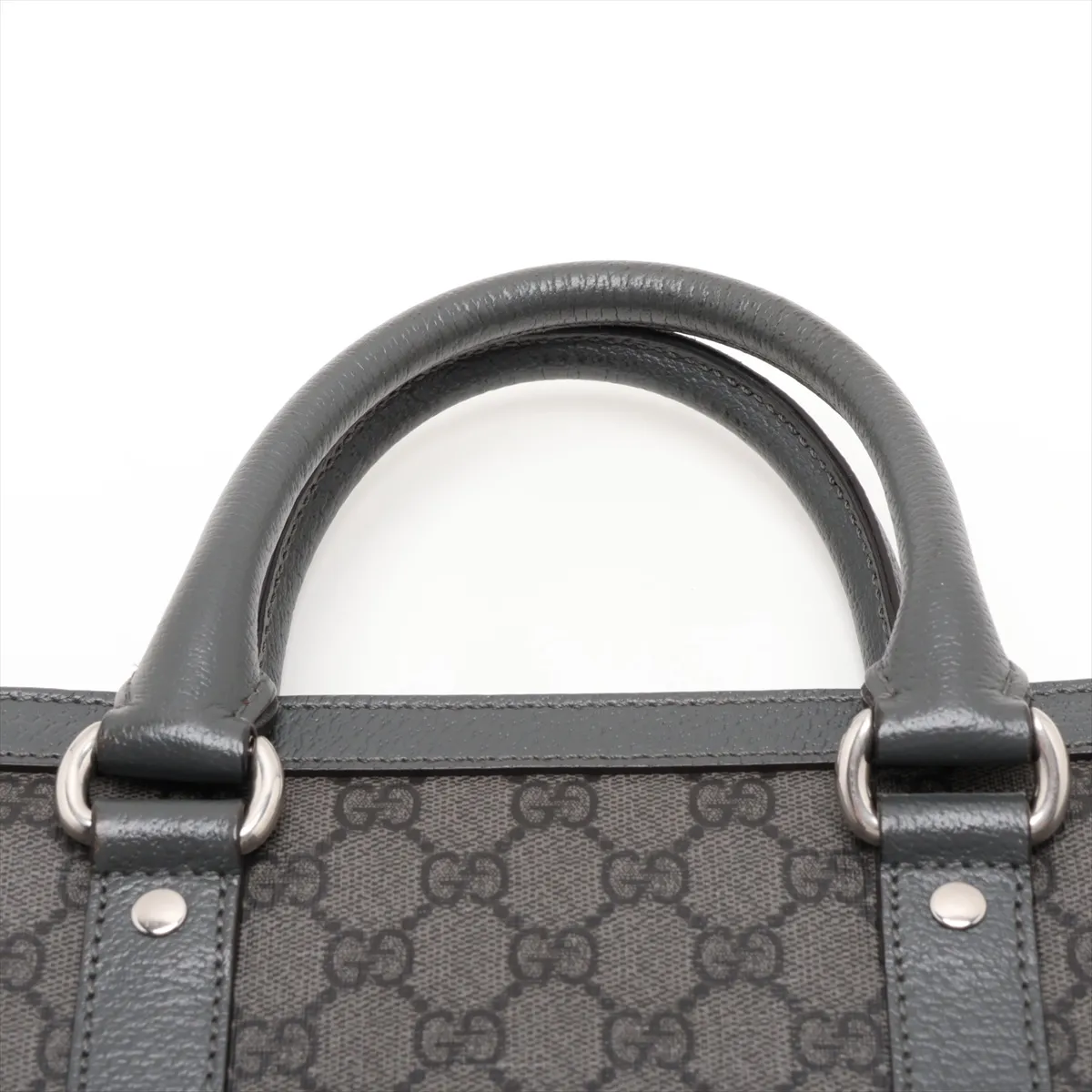 GG Supreme 731793 PVC x Leather 2-Way Tote Bag, Gray — view 6