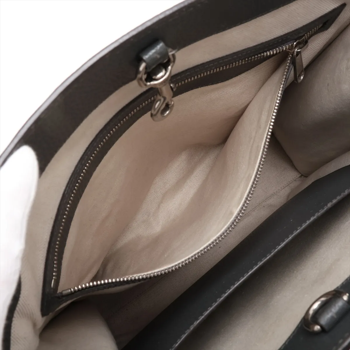 GG Supreme 731793 PVC x Leather 2-Way Tote Bag, Gray — view 9